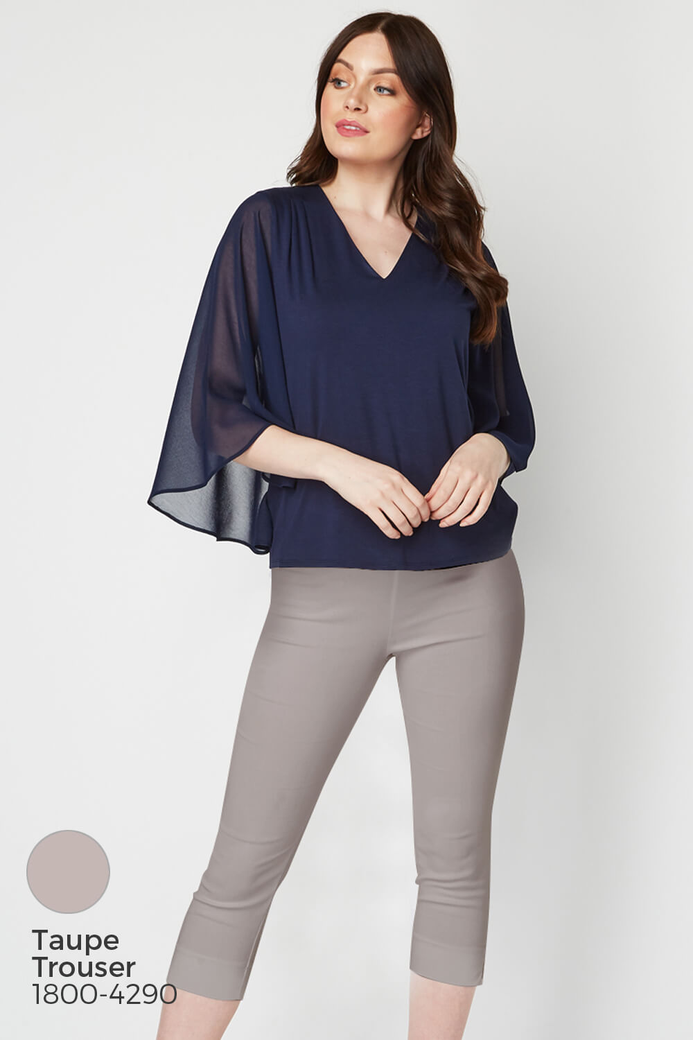 Navy Chiffon Sleeve Top, Image 8 of 8