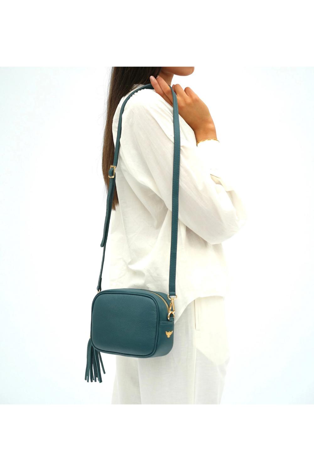 Teal The Tassel Teal Leather Crossbody Bag, Image 2 of 6