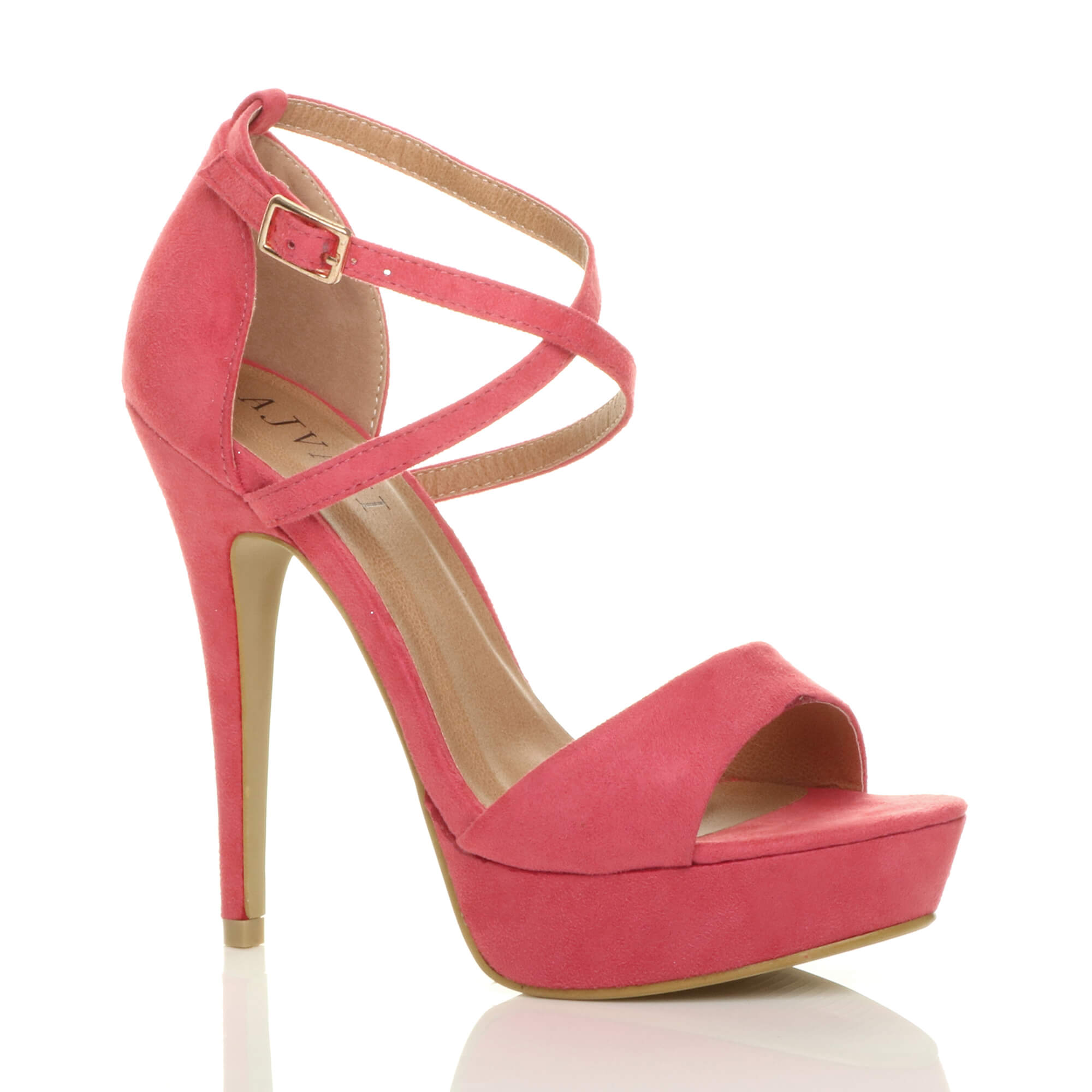 Purple High Heel Crossed Straps Platform Sandals