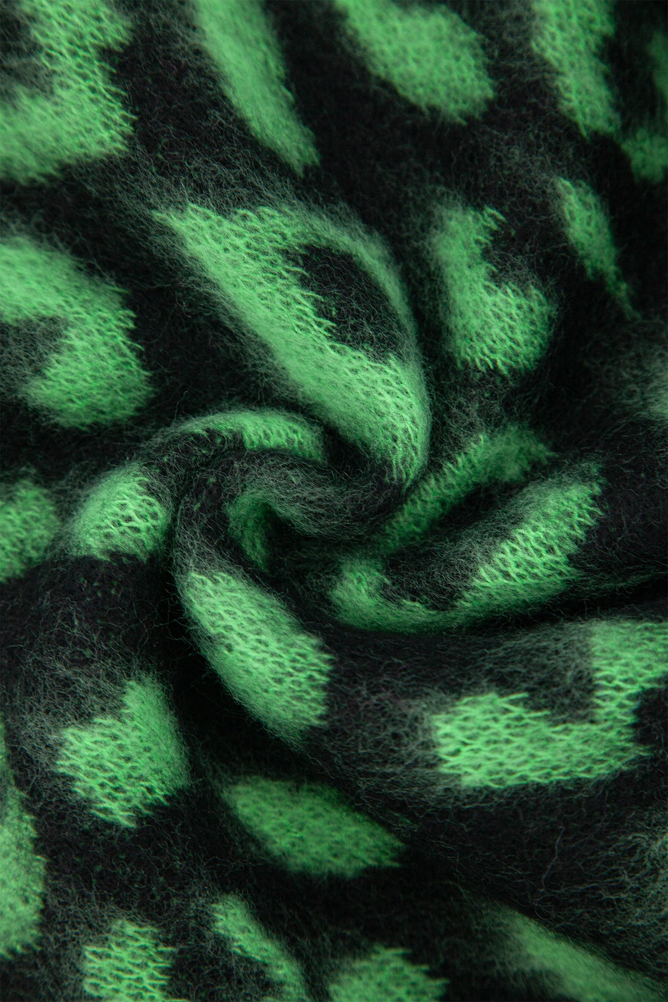Green Asymmetric Leopard Winter Scarf, Image 2 of 4