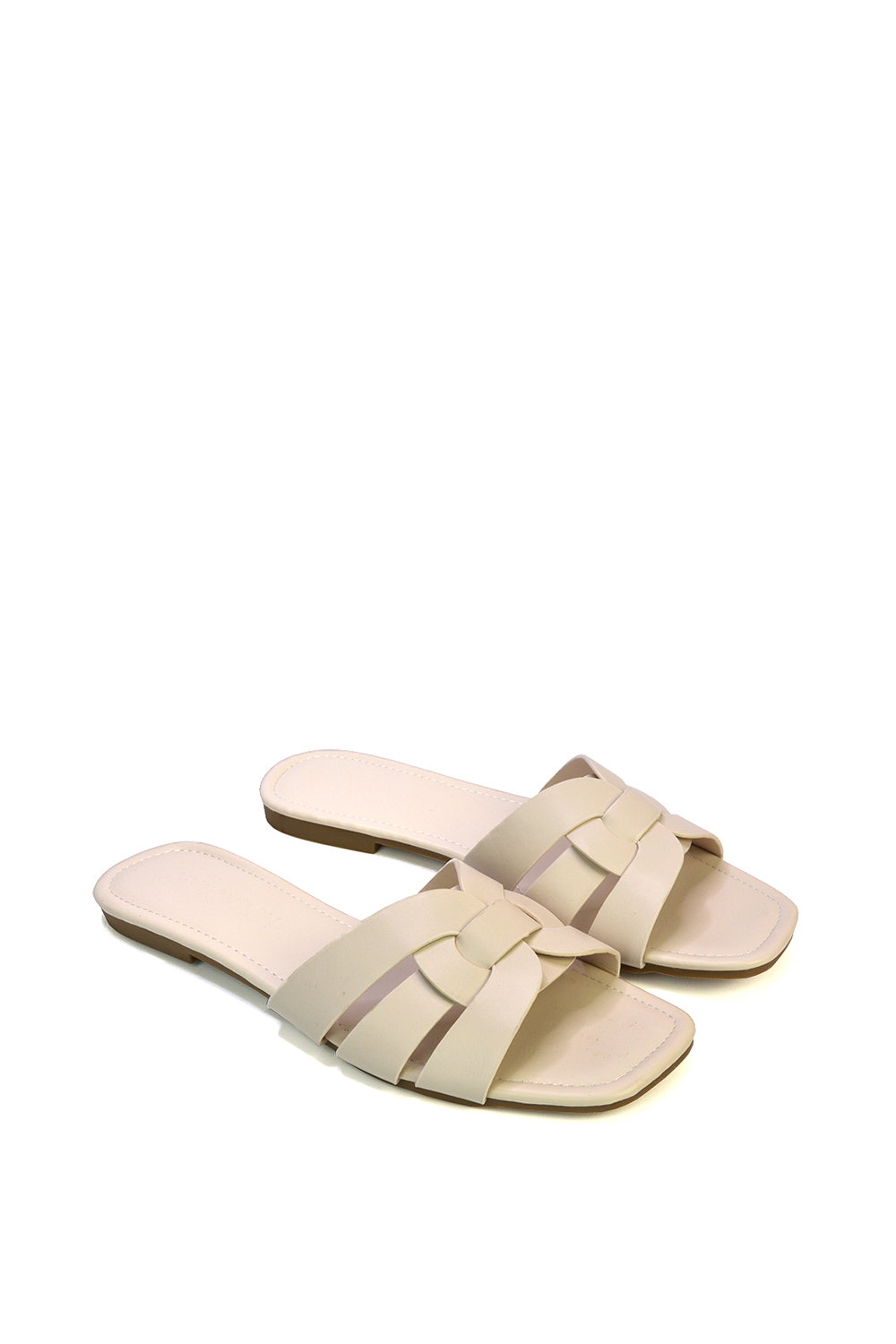 Beige XY LONDON Beige 'Luci' Strappy Slider Sandals With Square Toe, Image 5 of 5