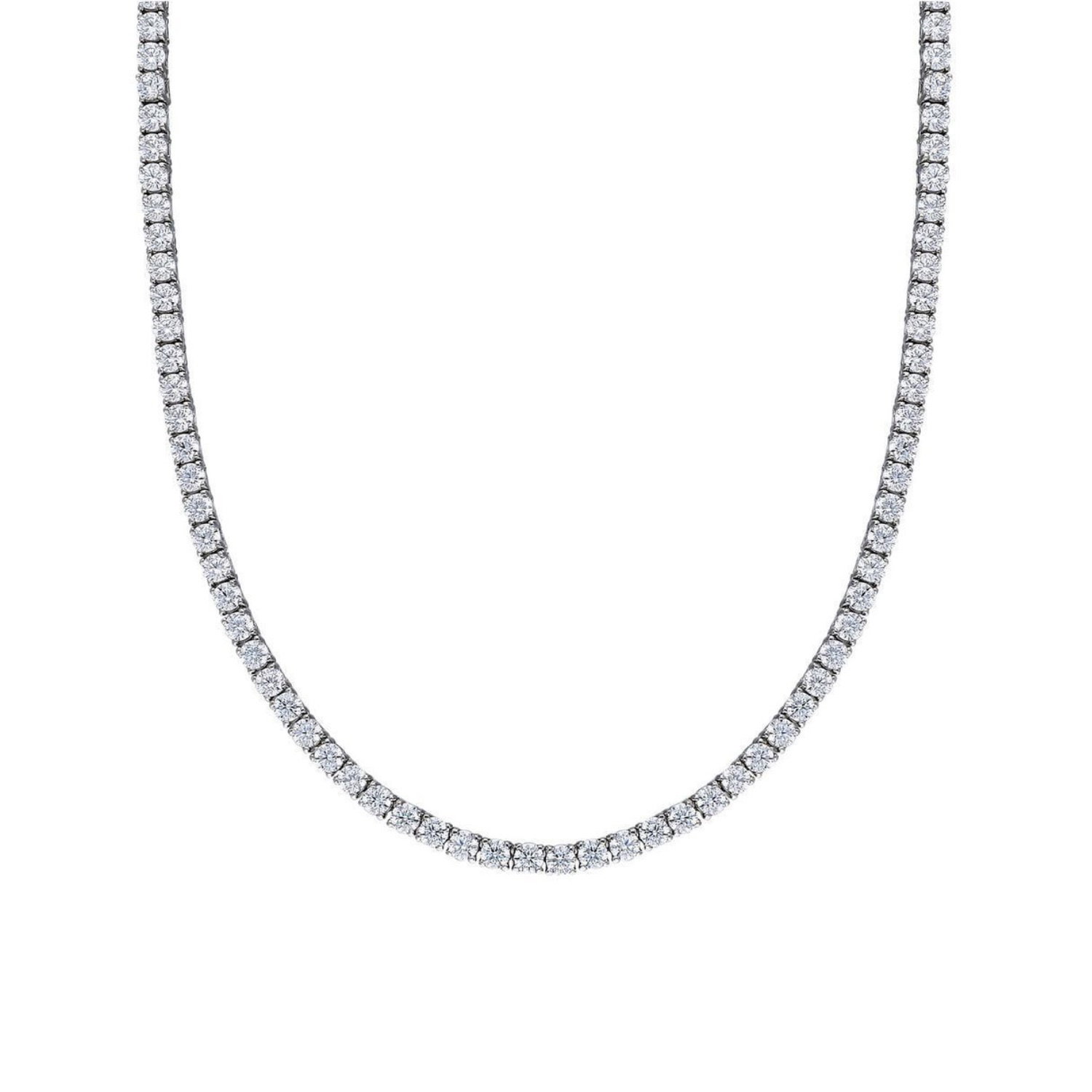 Silver Sterling Silver Large Tennis Necklace - 3mm, Image 1 of 5