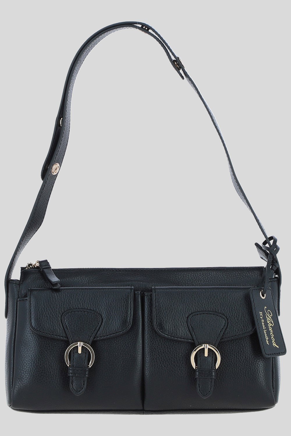 Black Ashwood Leather Black 'Nevaria' Real Leather Shoulder Bag, Image 1 of 4