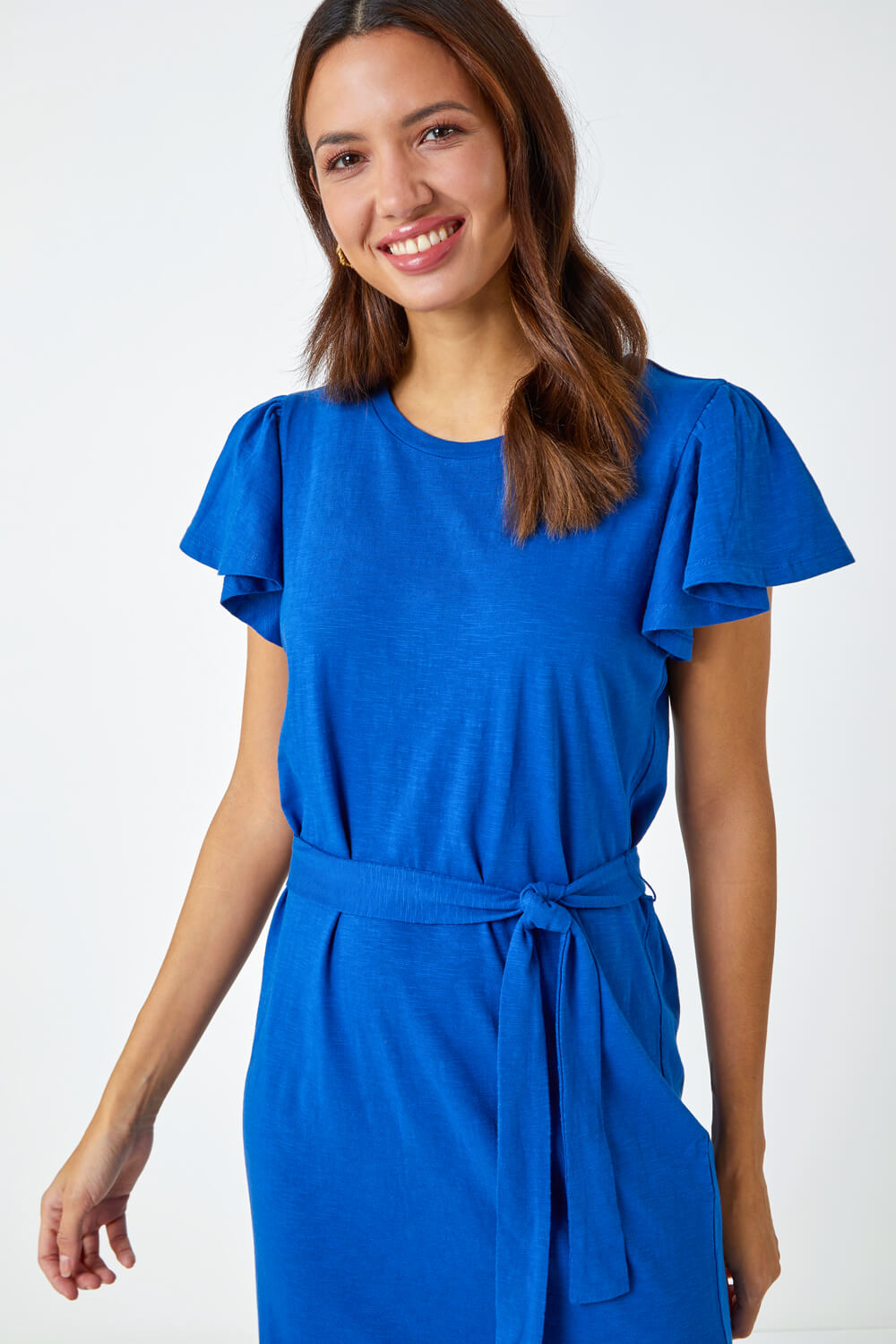 Ruffled Hem Long Sleeve Midi Blazer Dress