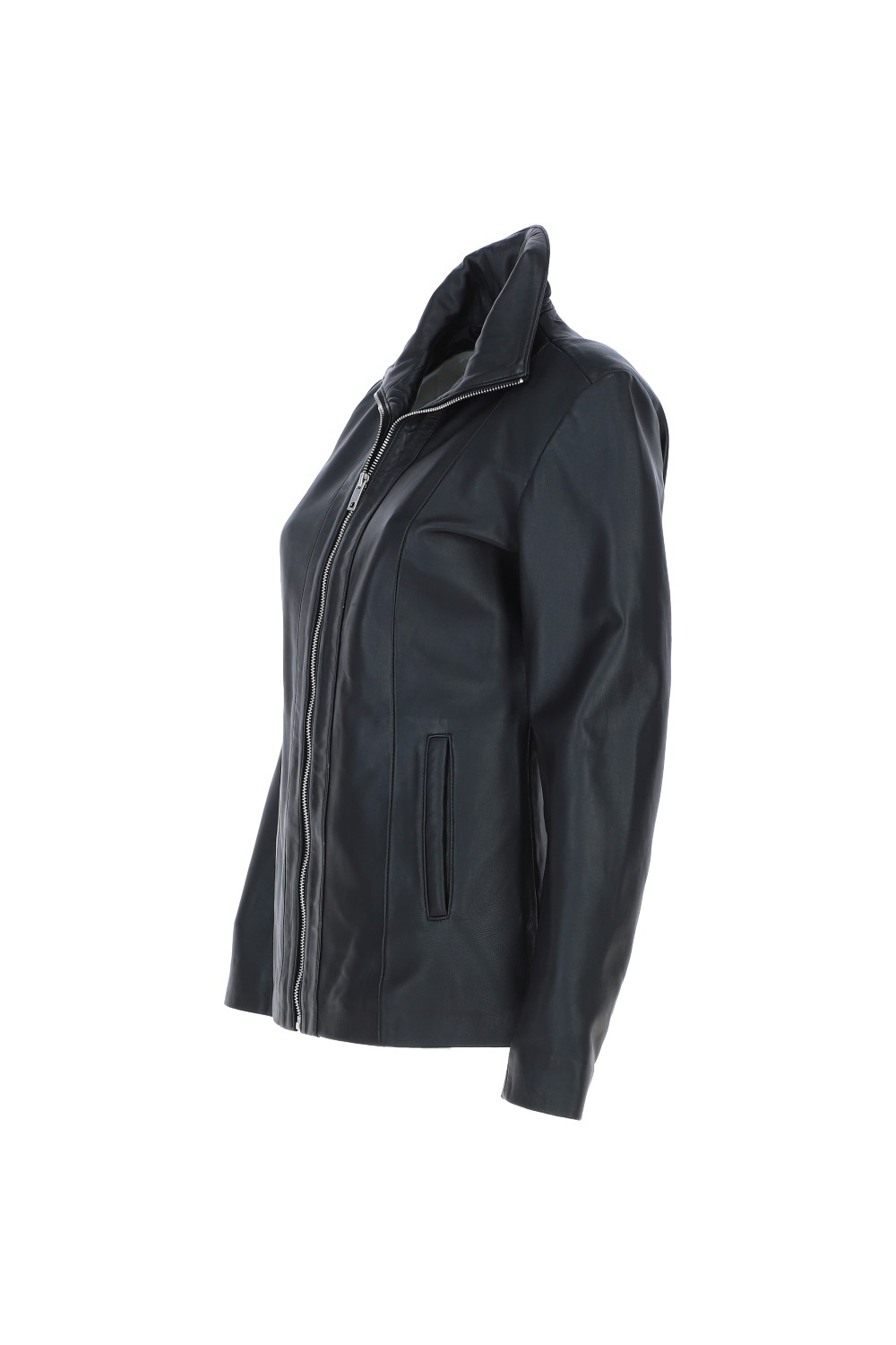 Black Ashwood Leather Black Casual Leather Jacket with Classic Collar, Image 3 of 5