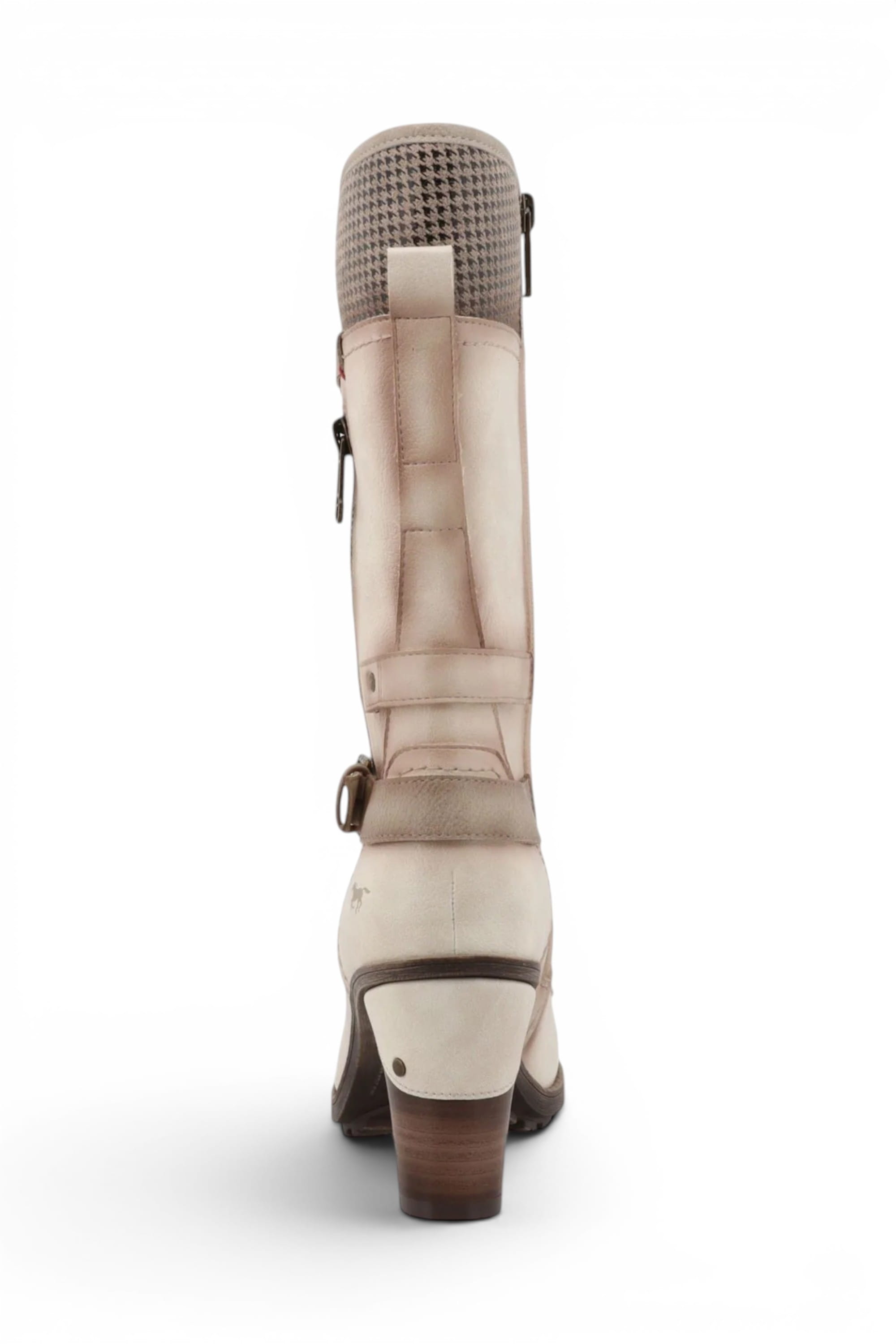 Cream Womens Heeled Combat Boots - M0162002, Image 6 of 7