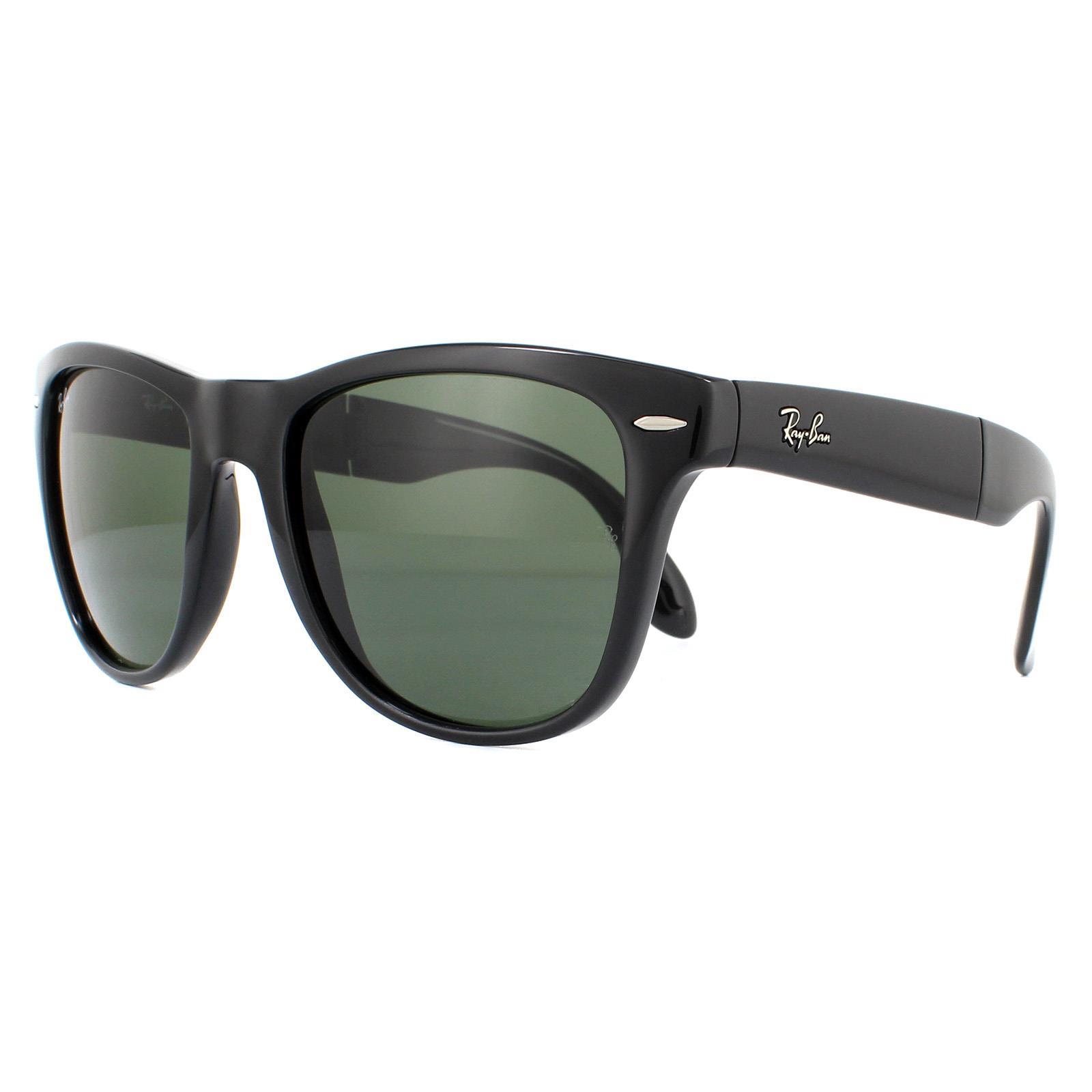 Black Rectangle Black Green Folding Wayfarer 4105 Sunglasses, Image 2 of 6