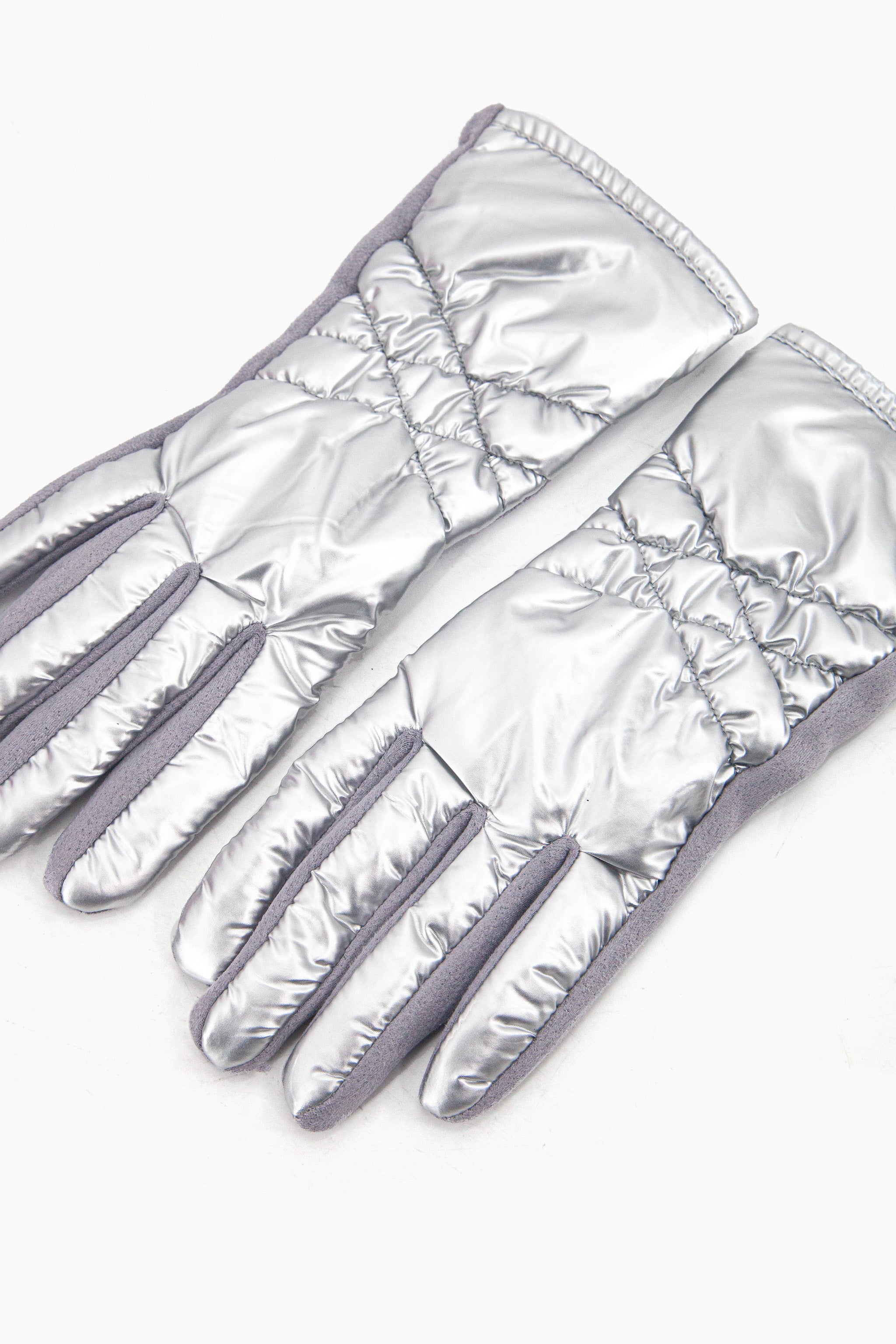 Silver Metallic Touch Screen Winter Gloves, Image 4 of 4
