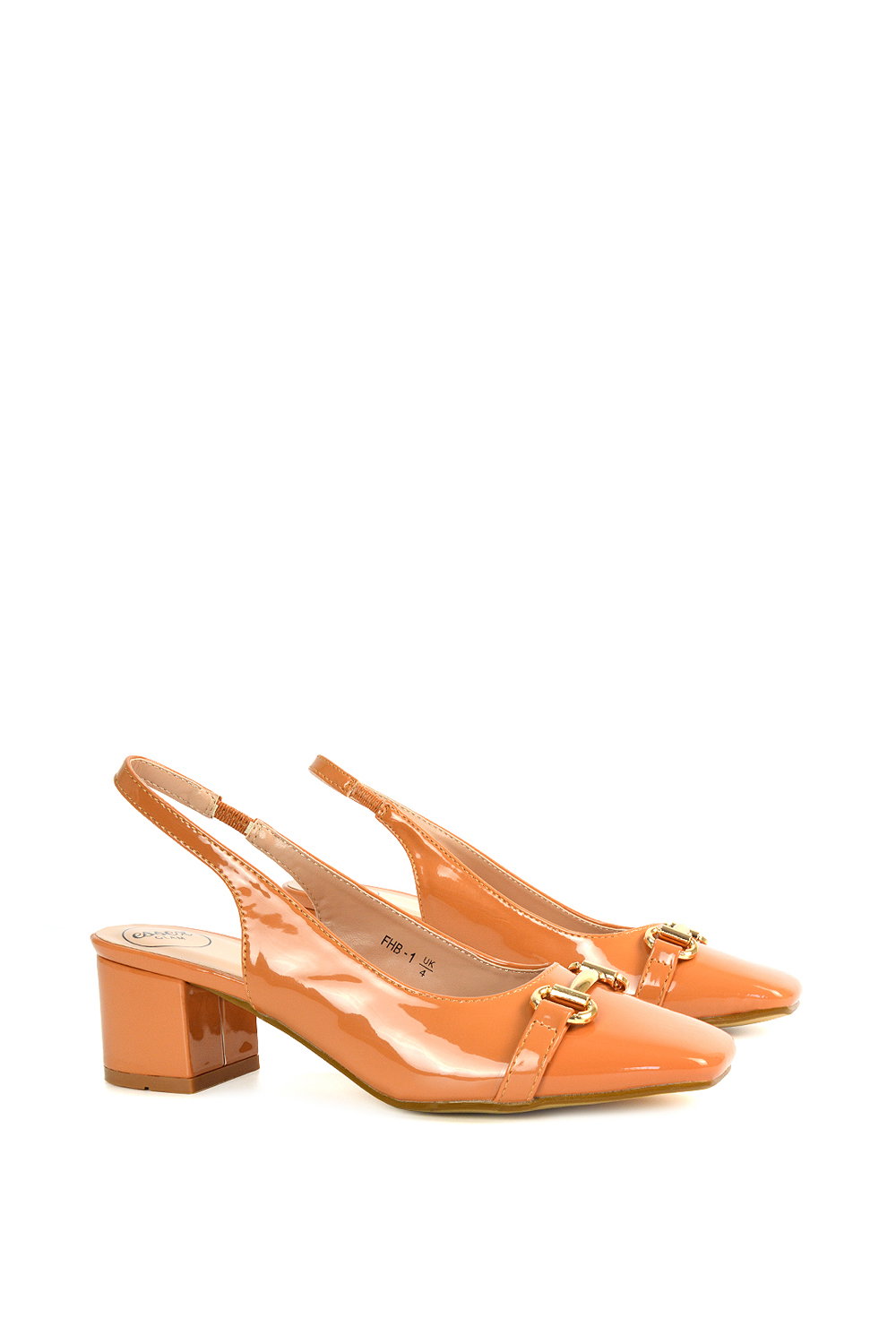 Orange XY LONDON Orange 'Selena' Slingback Mid Heels With Square Toe, Image 5 of 6