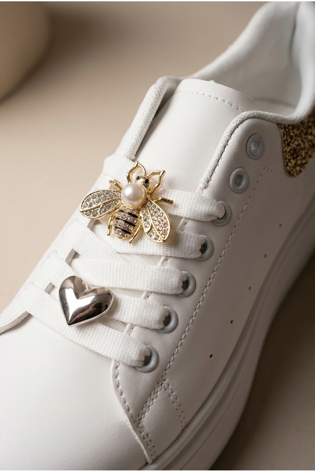 Gold iKrush Gold Sloane White Platform Trainers, Image 3 of 5