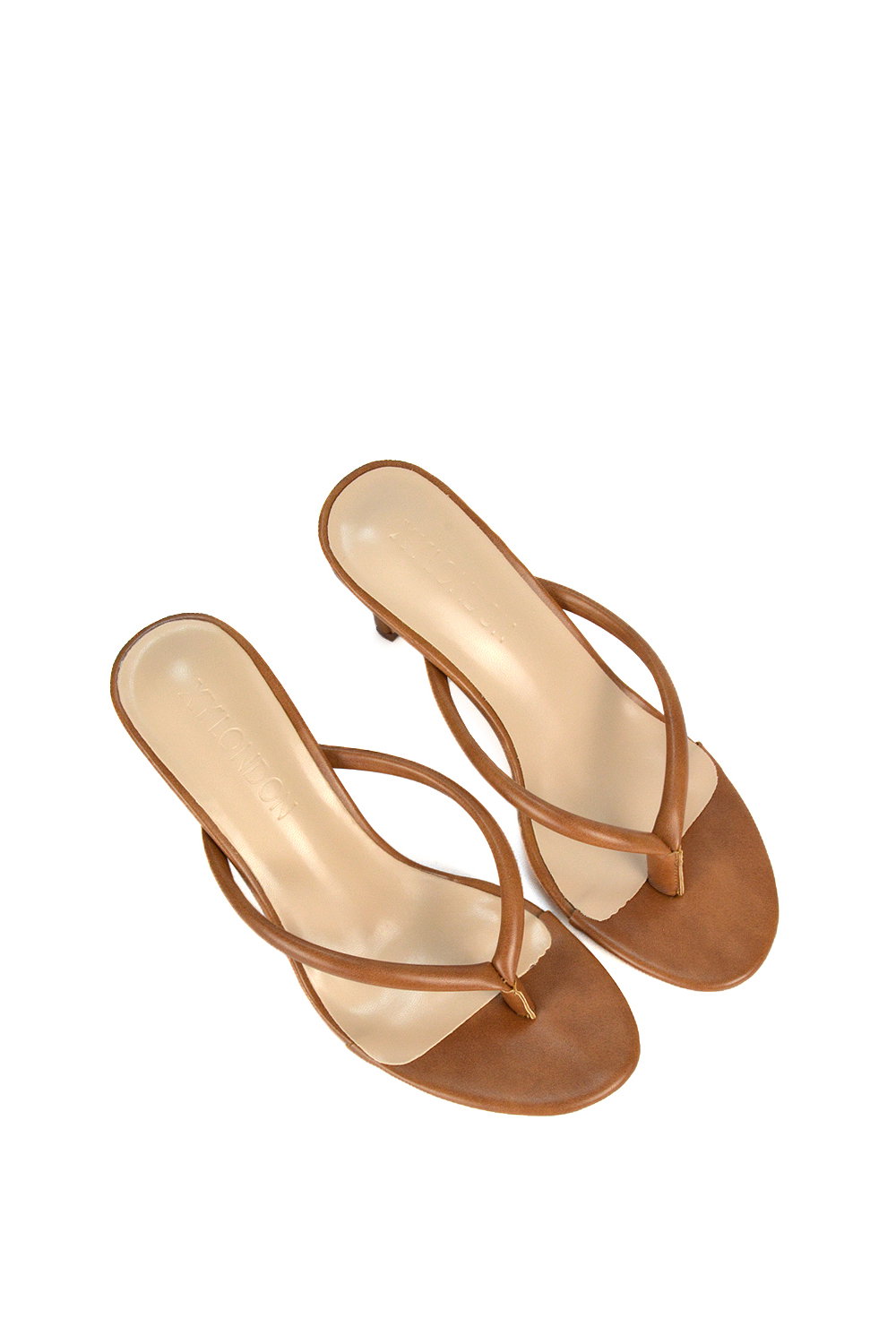 Brown XY LONDON Brown 'Celina' Stiletto High Heel Mules With Thong Strap, Image 6 of 6