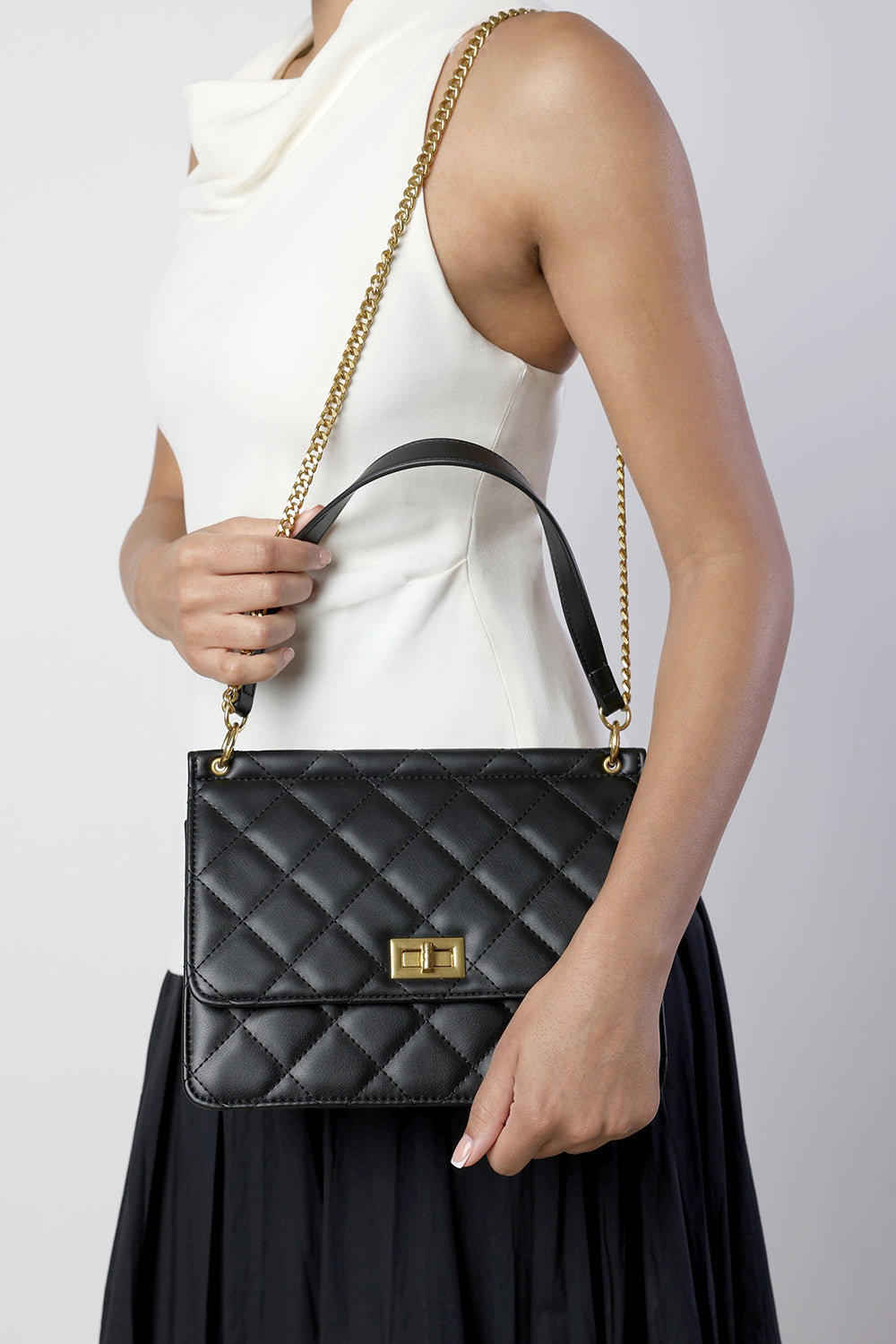 Black Arisbeth Quilted Cross Body Shoulder Bag, Image 2 of 6