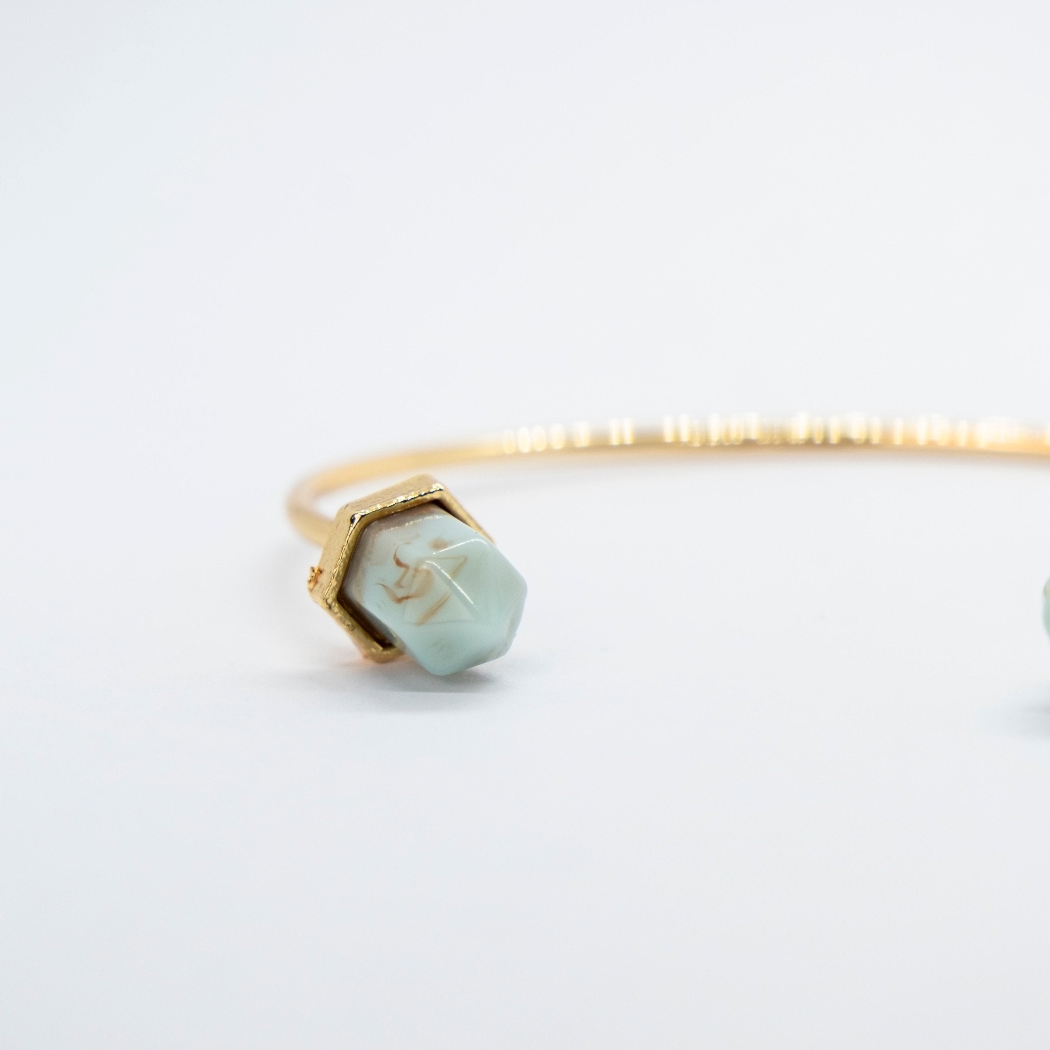Gold Adjustable Stone Pencil Cuff Bangle, Image 4 of 4