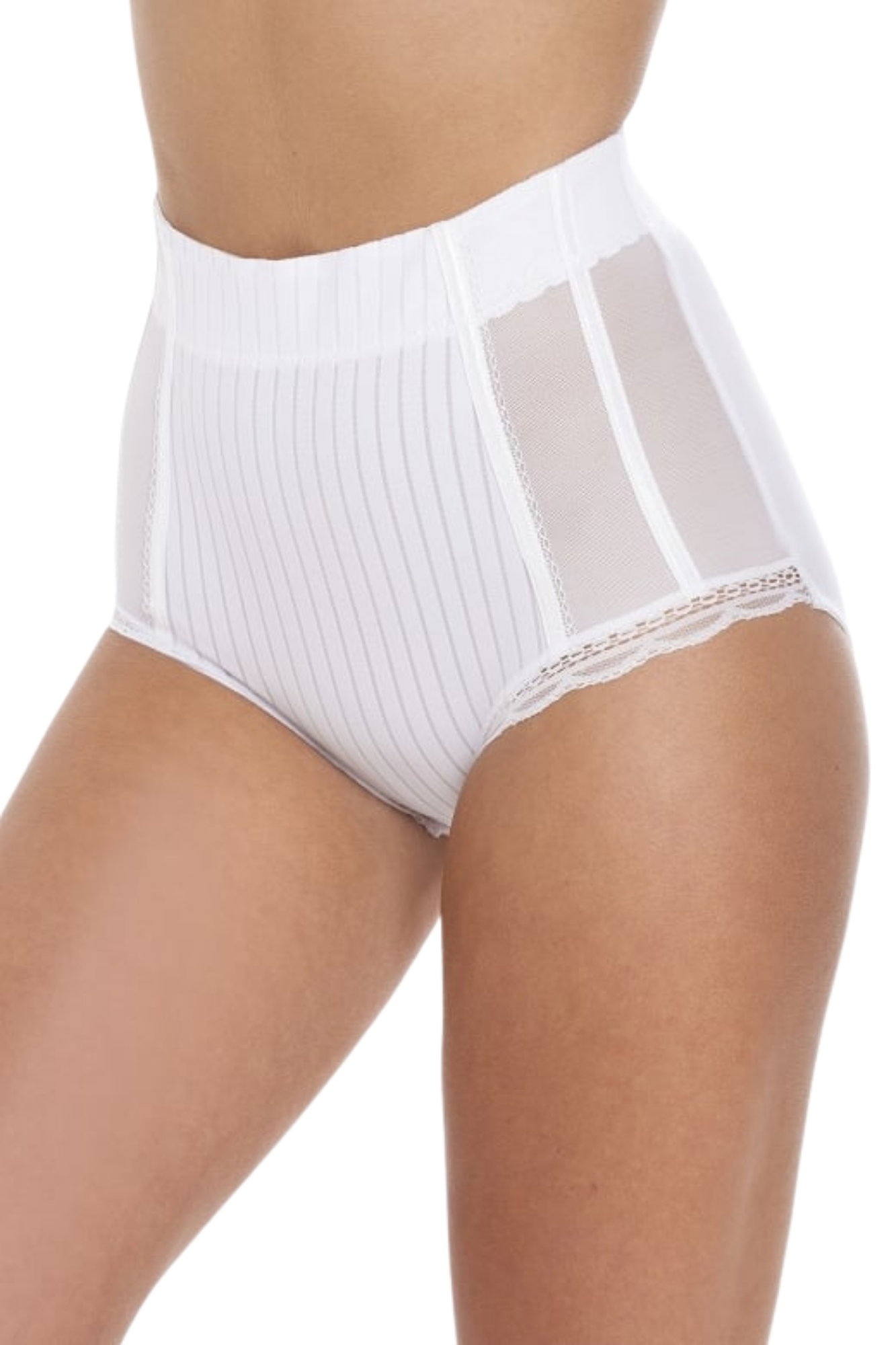 White 2 Pack Hi Waist Mesh Control Briefs, Image 1 of 4