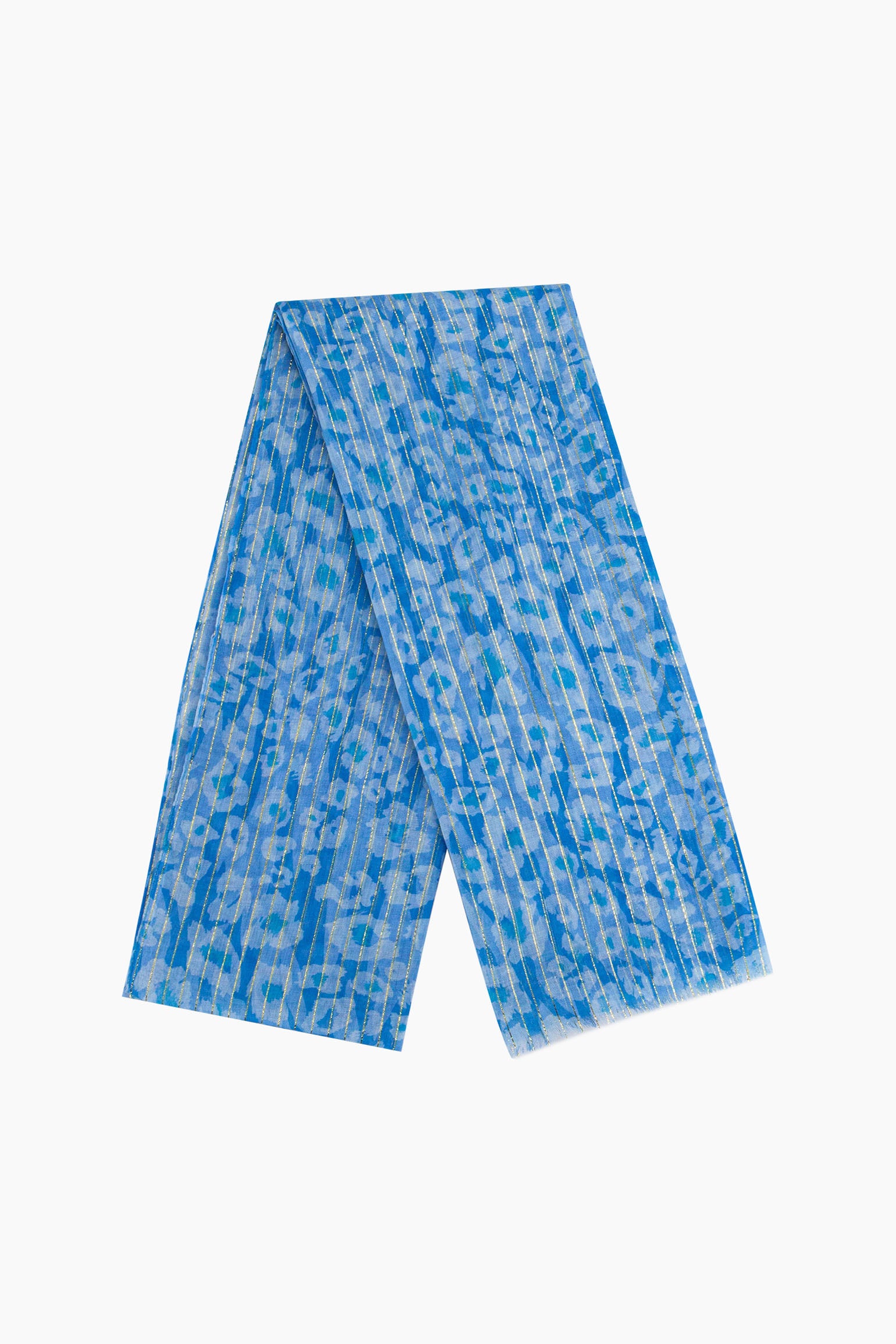 Blue Sarta Blue Metallic Pinstripe Lightweight Leopard Scarf, Image 2 of 5