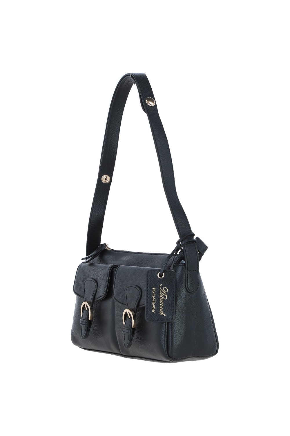 Black Ashwood Leather Black 'Nevaria' Real Leather Shoulder Bag, Image 2 of 4