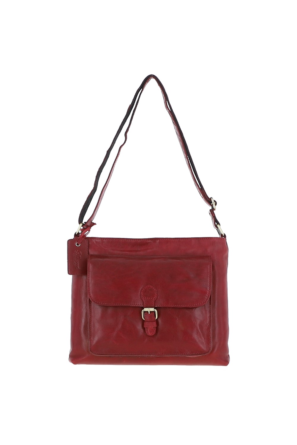 Red Real Leather Vintage Medium Shoulder Bag, Image 2 of 4