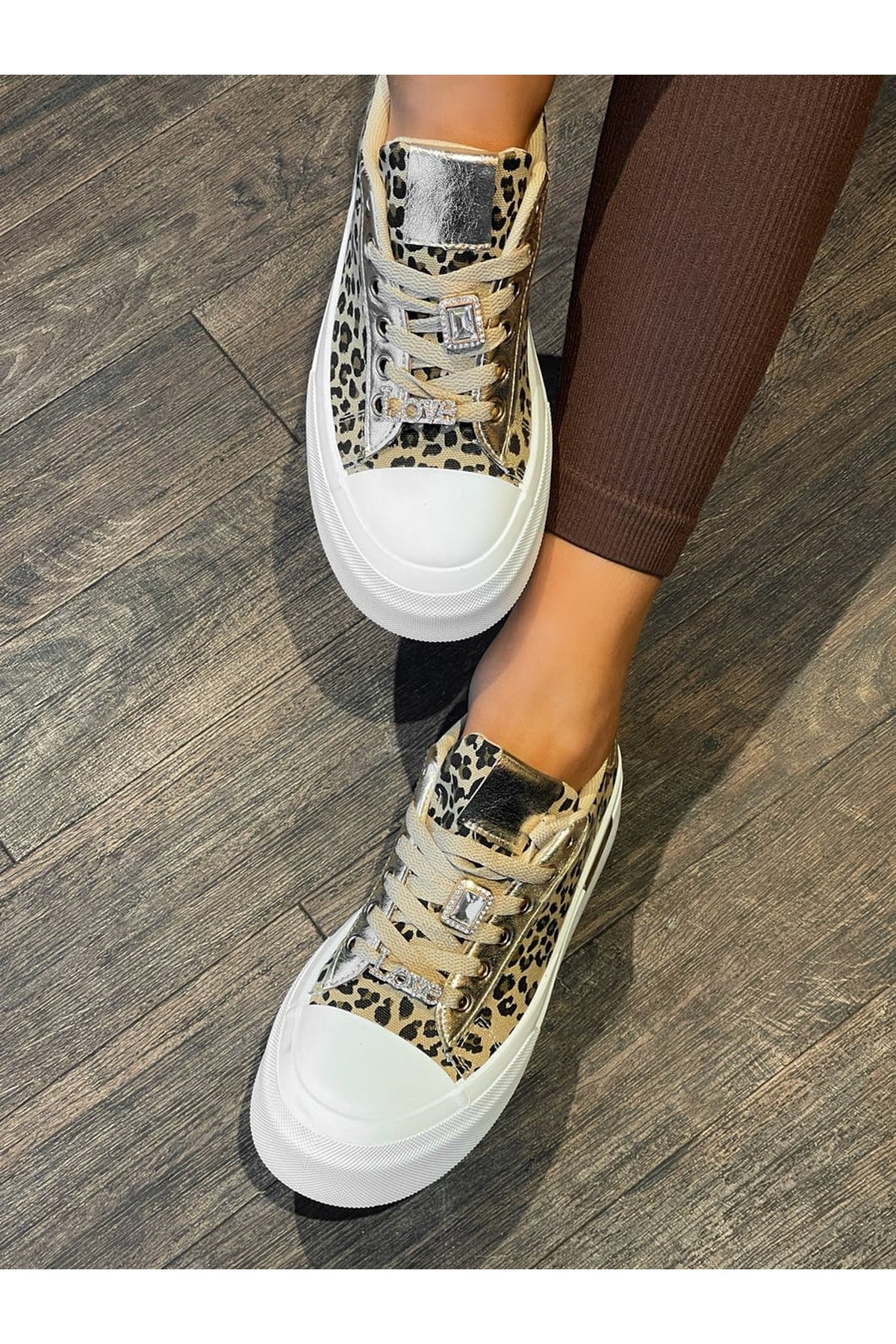 Black Angelah Lace Up Love Platform Trainers