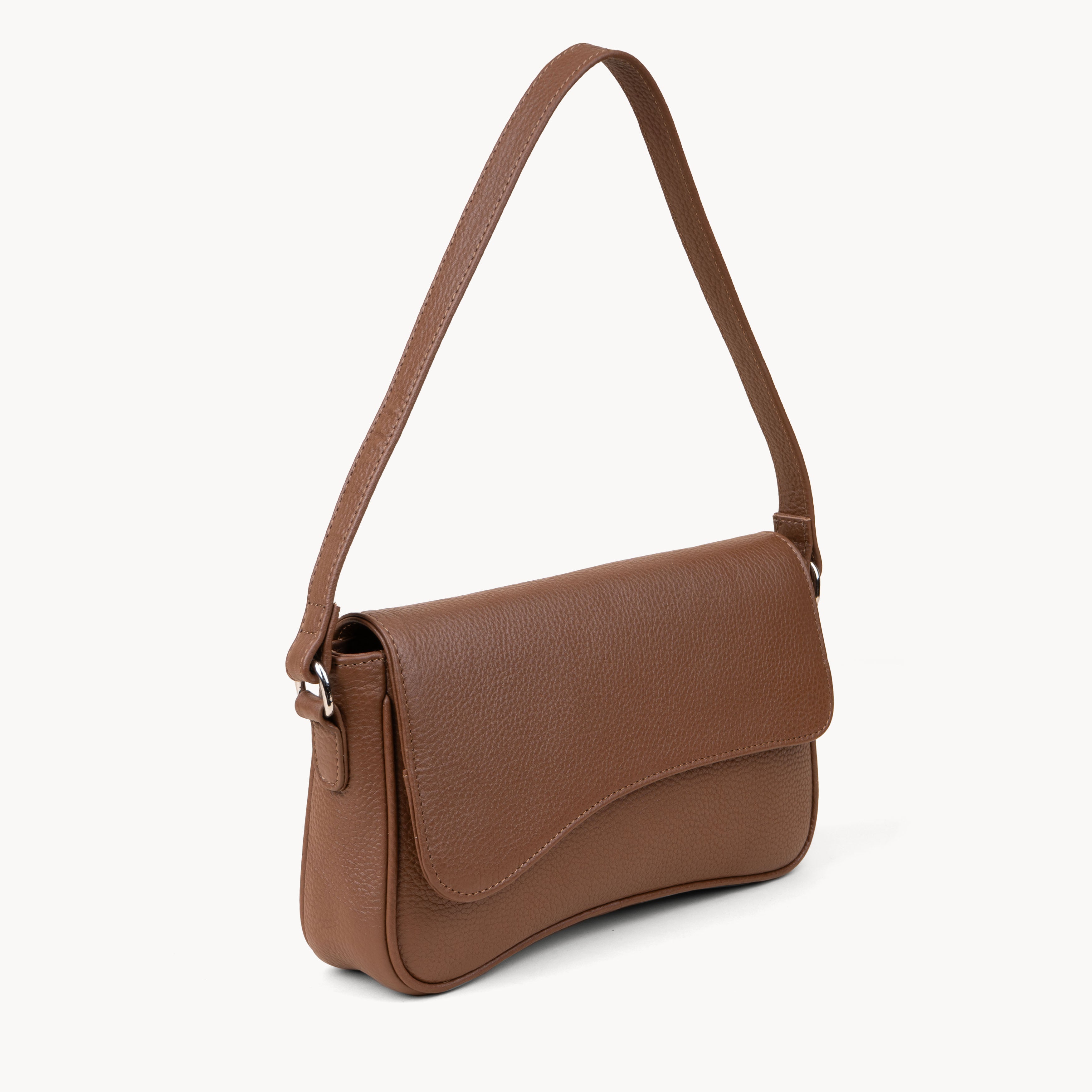 Tan 'BEVERLY' Pebble Grain Real Leather Shoulder Bag, Image 2 of 4