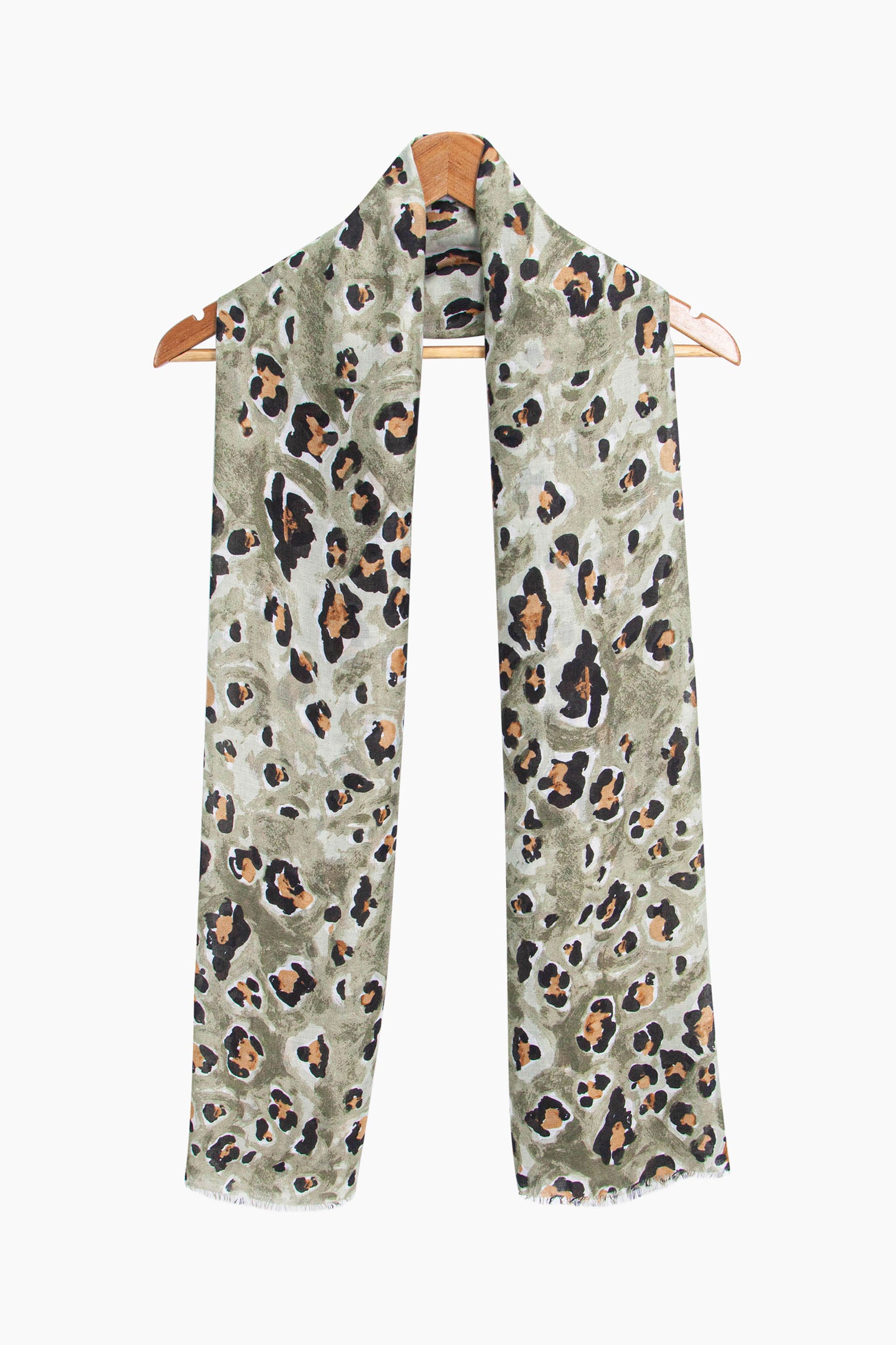 Khaki Bold Leopard Print Lightweight Scarf, Image 5 of 5