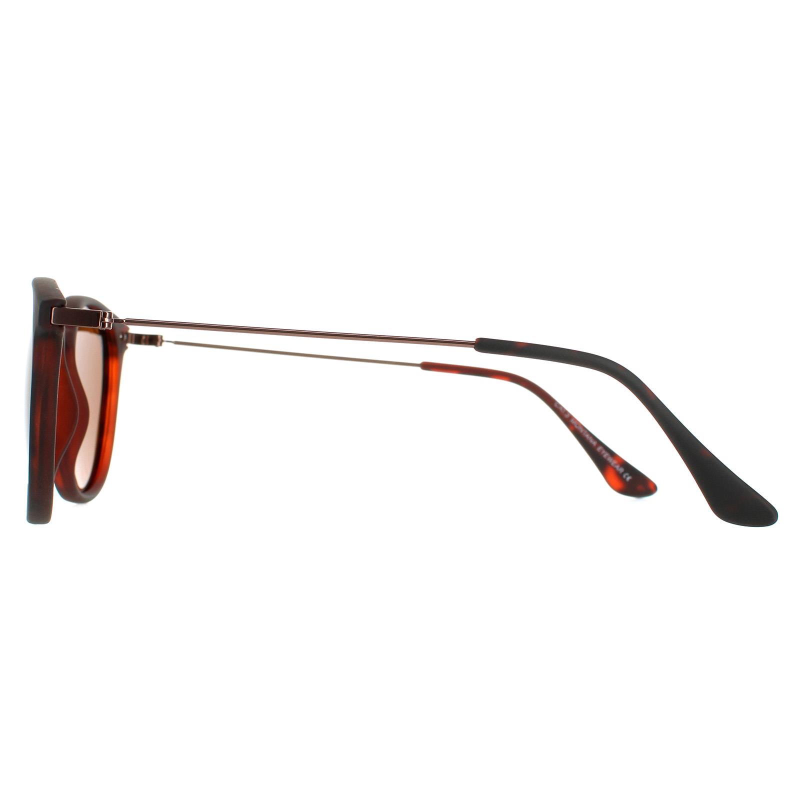Brown Round Havana Rubbertouch Brown Polarized MP33 Sunglasses, Image 3 of 4