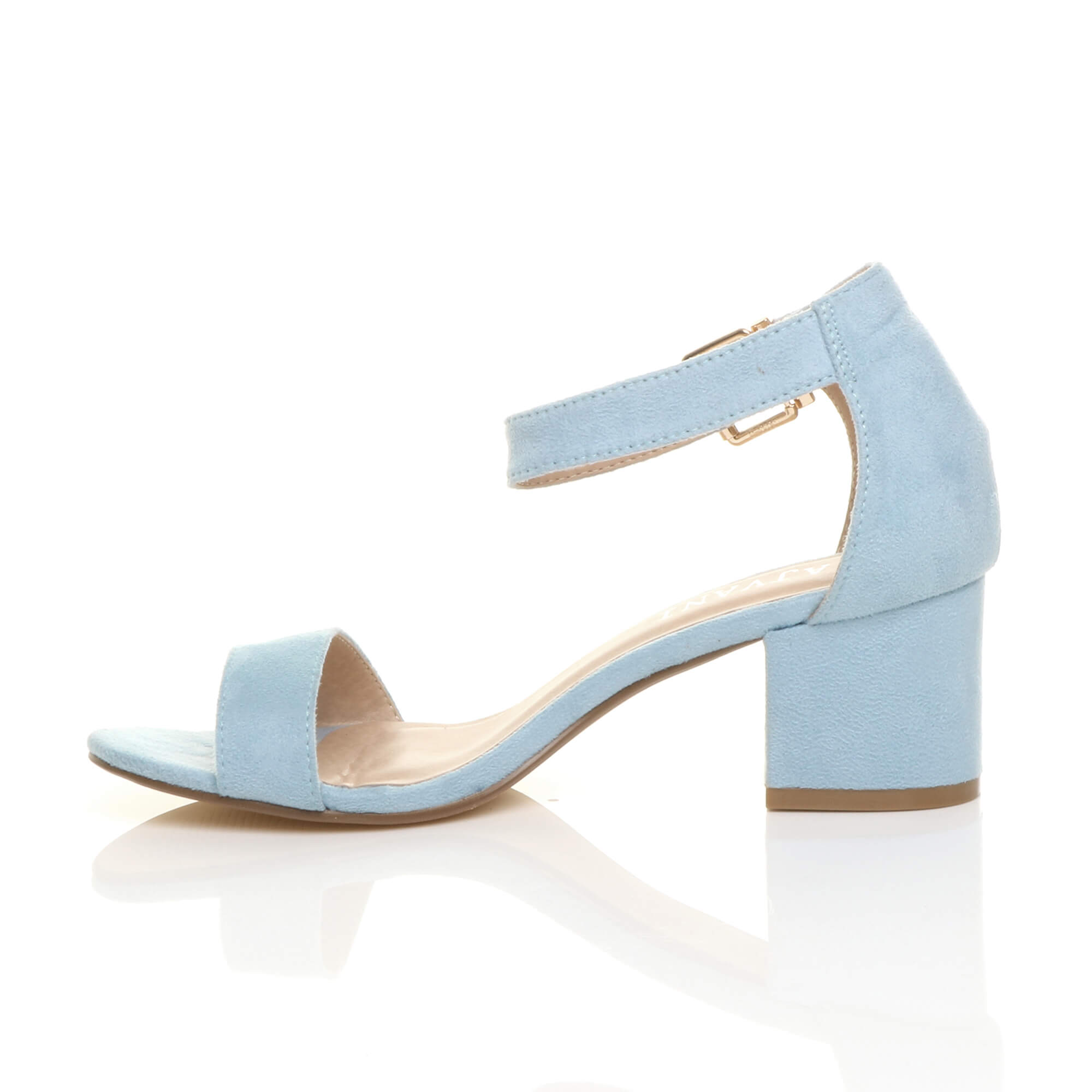 Light Blue AJVANI Light Blue Mid Block Heel Ankle Strap Sandals, Image 3 of 6