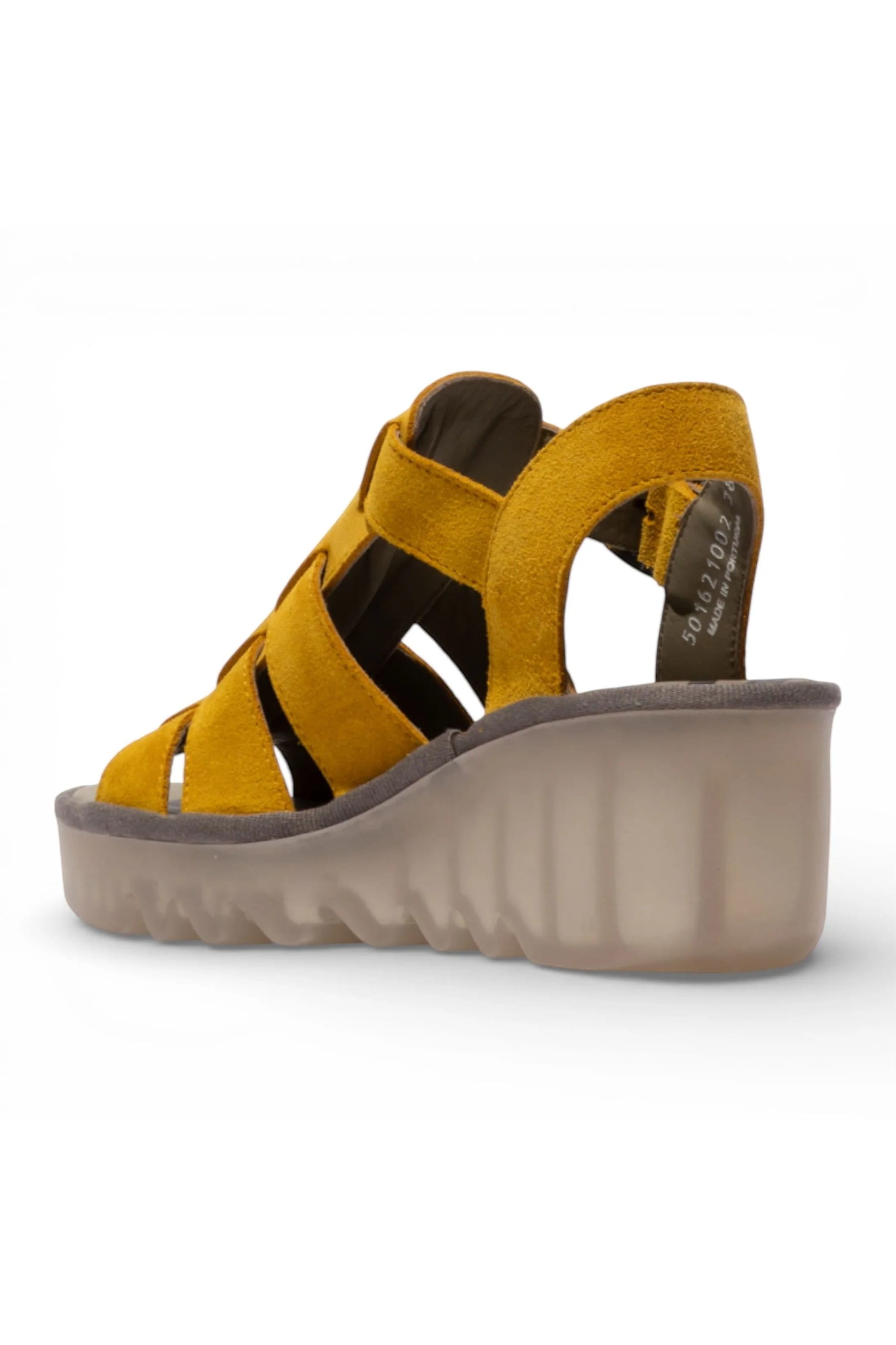 Yellow Womens Leather Wedge Sandals BAIC621FLY, Image 4 of 5