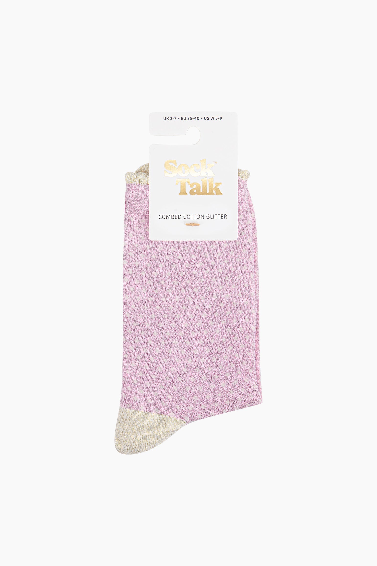 Light Pink Sock Talk Light Pink Polka Dots Combed Cotton Glitter Socks, Image 4 of 4
