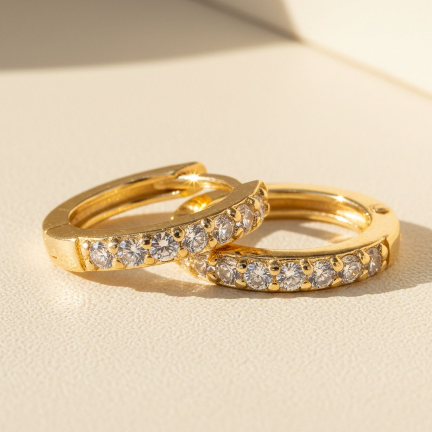 Grey Diamond April Birthstone Crystal Small Huggie Hoop Earrings