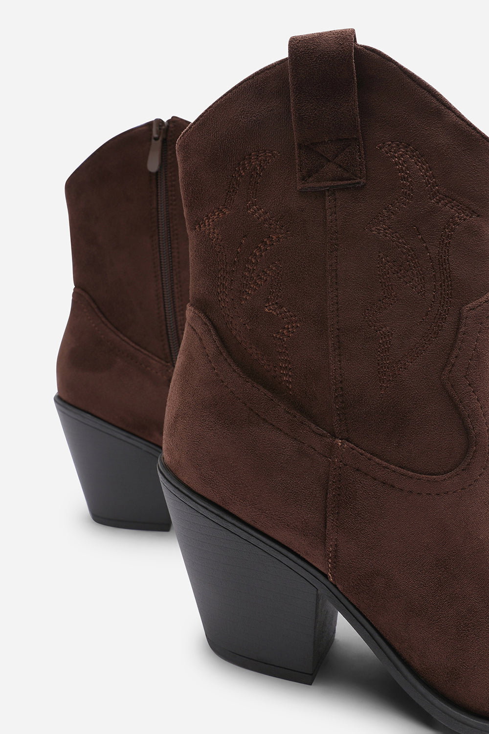 Brown Seraphina Cowboy Ankle Boots Block Heel, Image 4 of 6