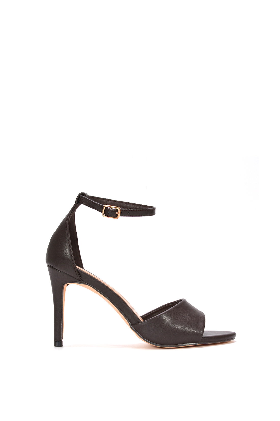 Brown Stiletto Heel Open Toe Sandals With Ankle Strap, Image 1 of 6