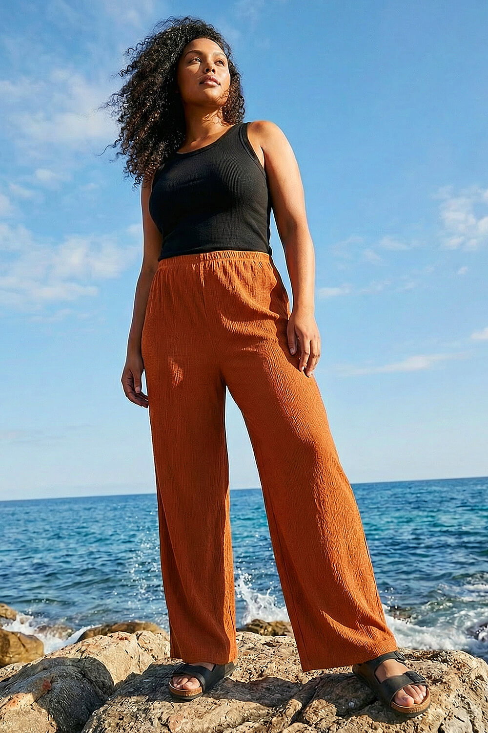 Roman Curve Women's Rust Textured Stretch Trouser Size 22-24