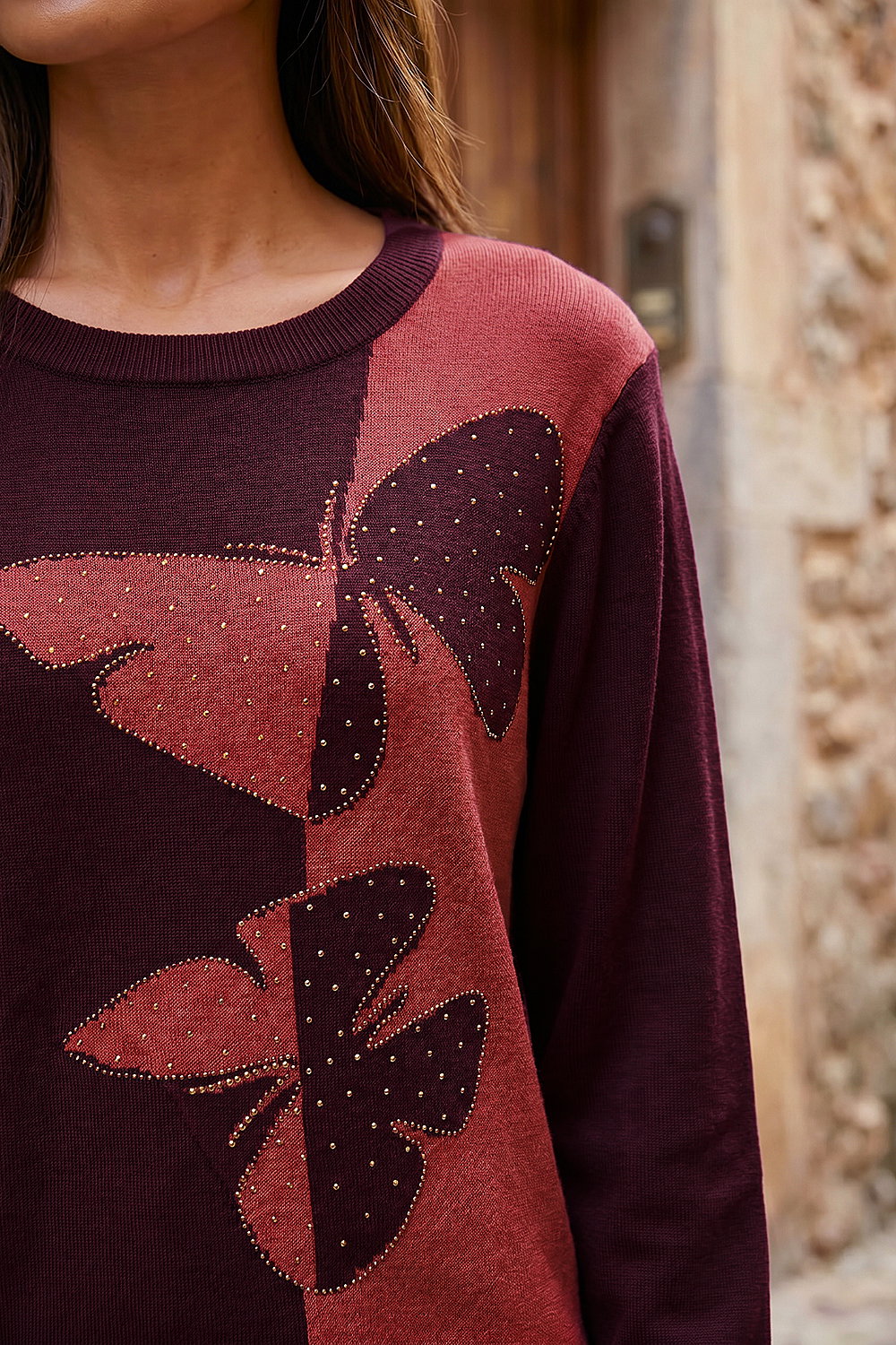 Plum Butterfly Sparkle Mix Jumper, Image 5 of 4