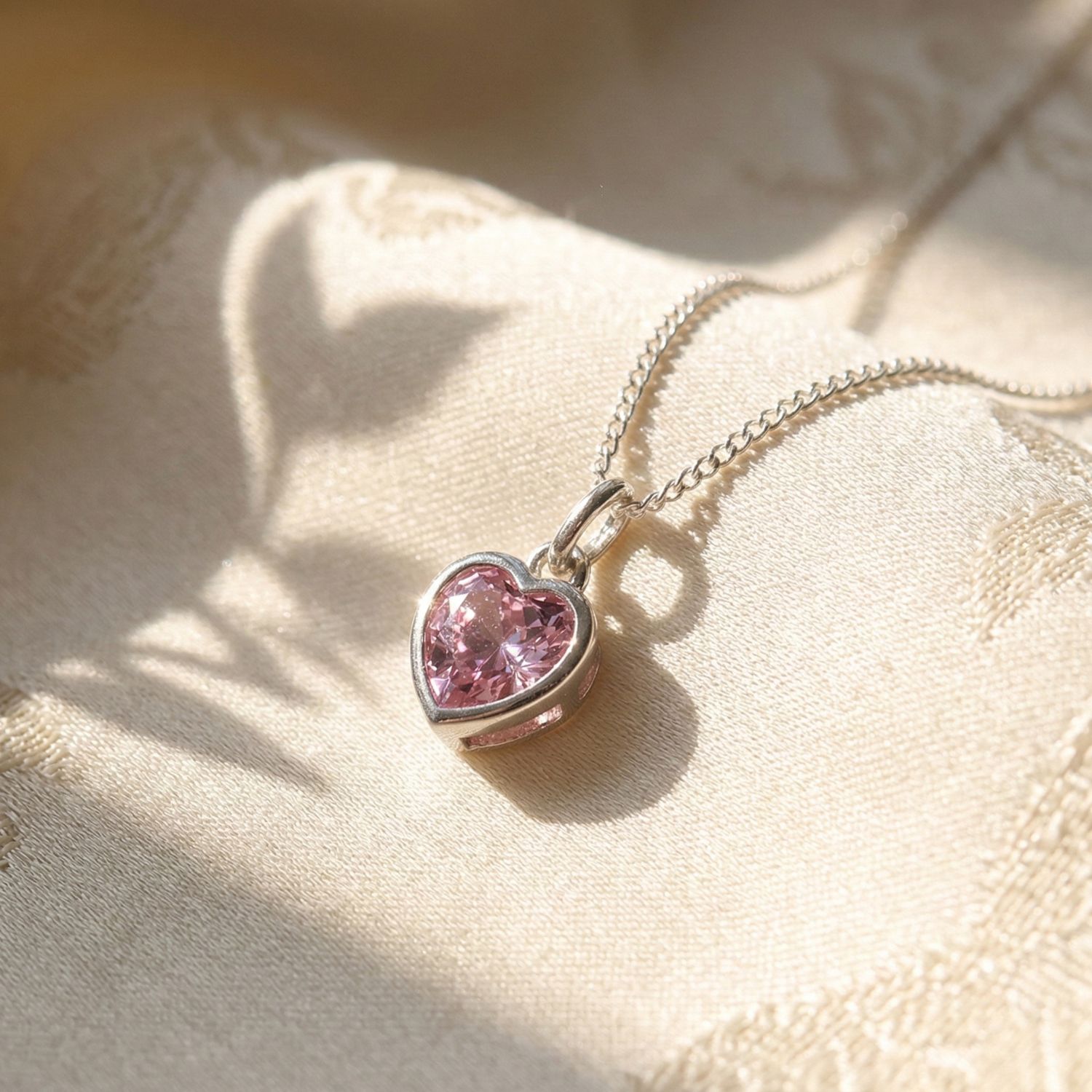 Pink Mini Heart Rose Quartz October Birthstone Necklace