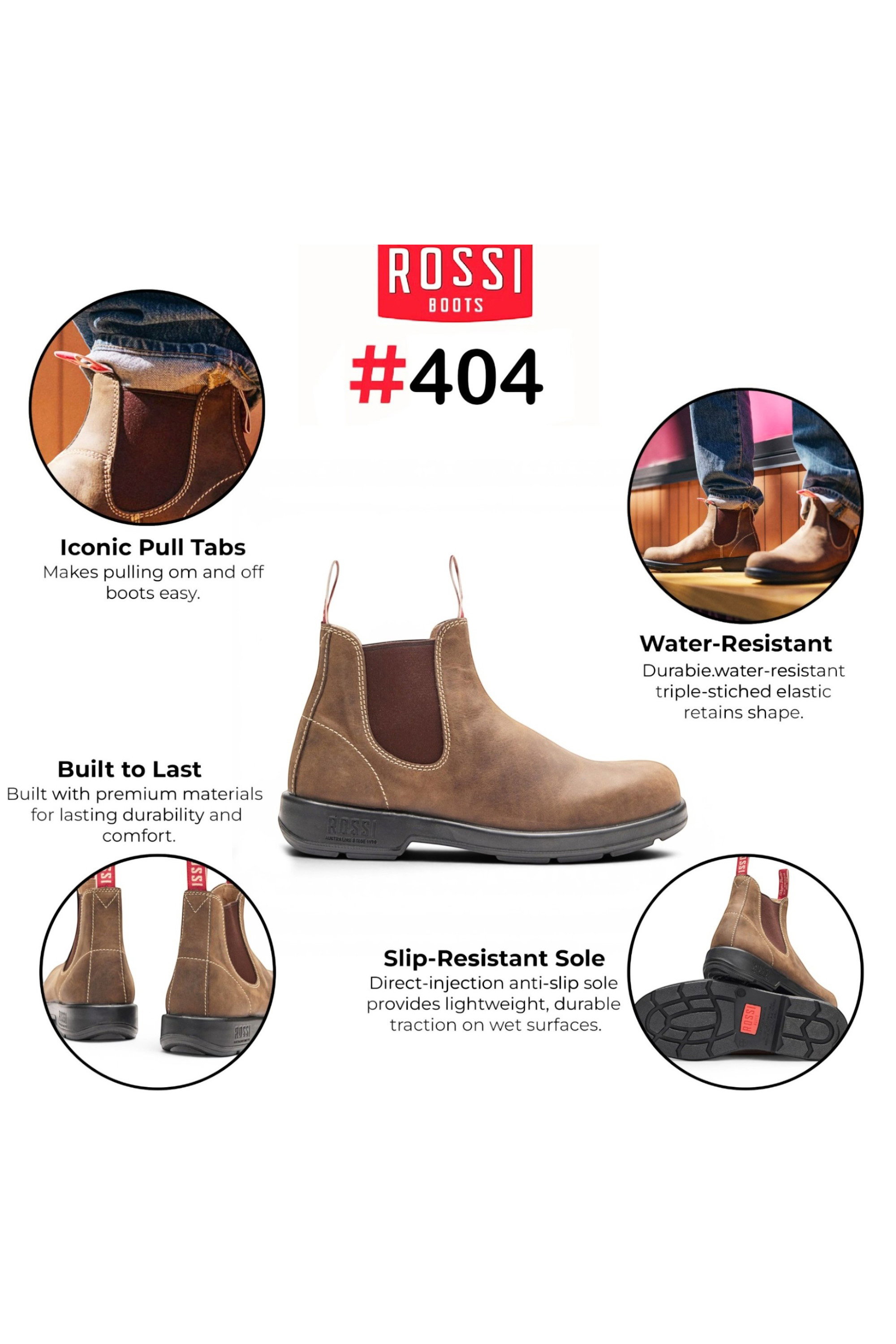 Mocha Leather Outdoor Chelsea Boots-Spinifex, Image 3 of 6