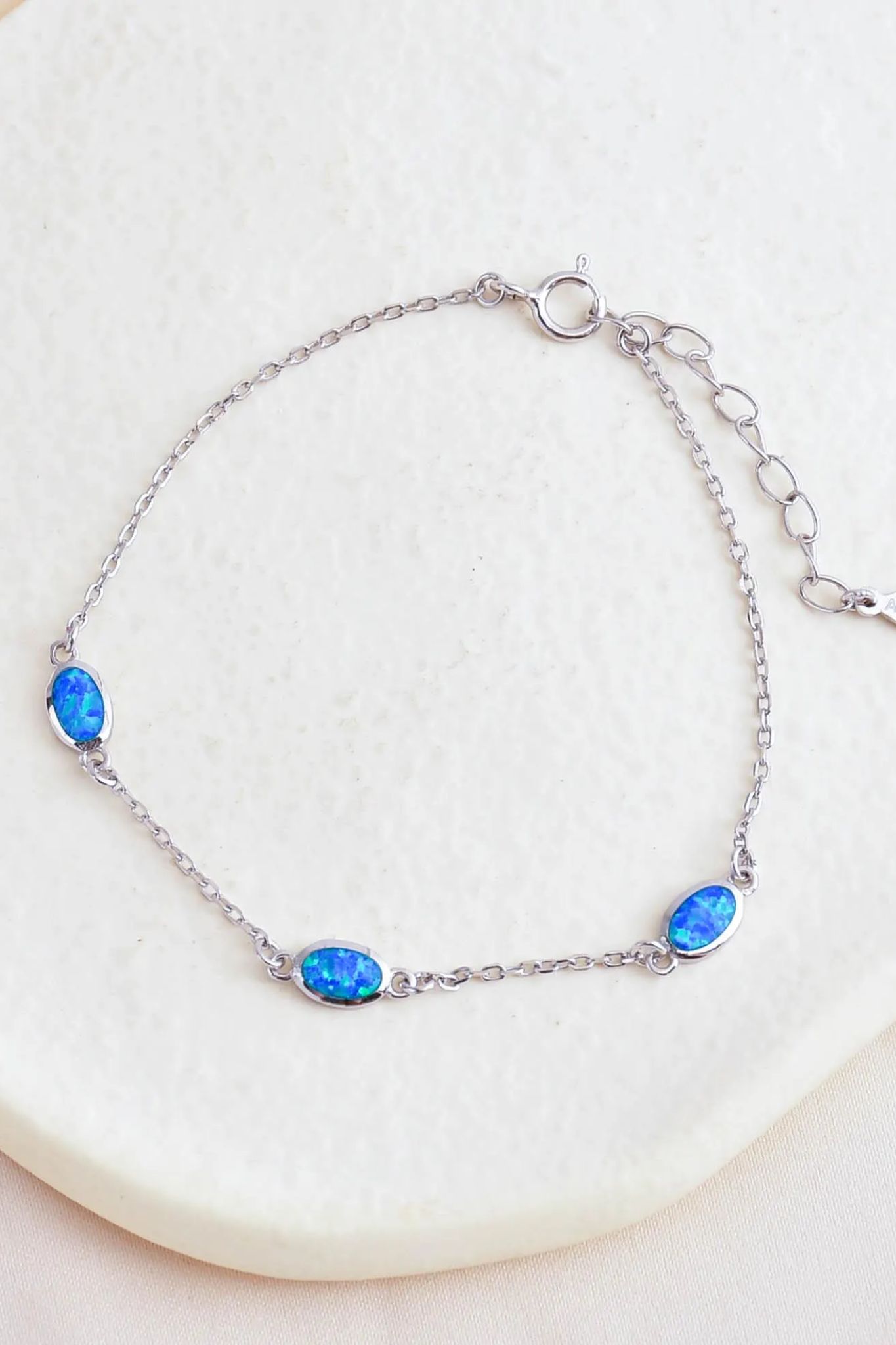 Silver Sterling Silver Blue Opal Bracelet, Image 3 of 3