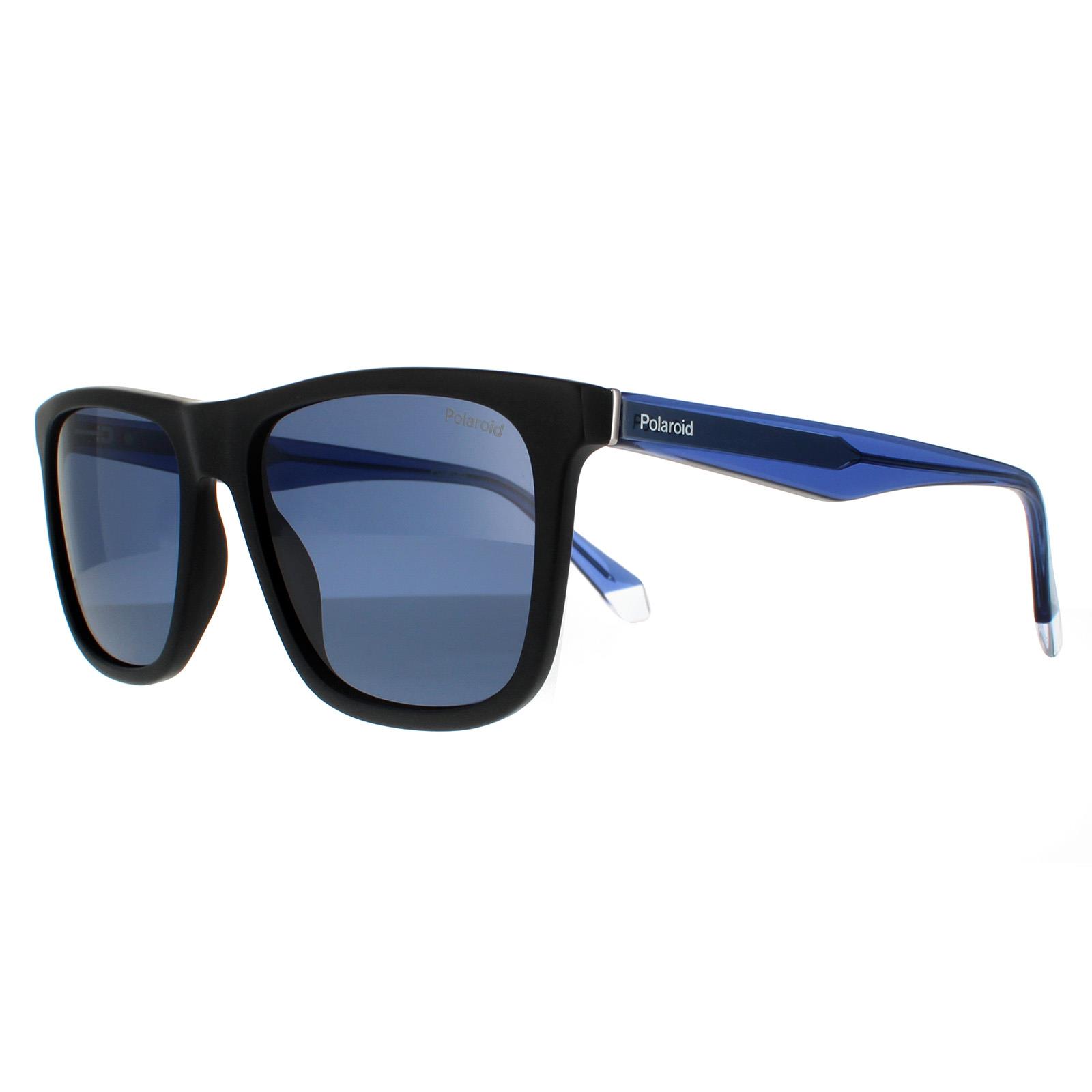 Black Square Black Transparent Blue Blue Polarized Sunglasses, Image 2 of 4