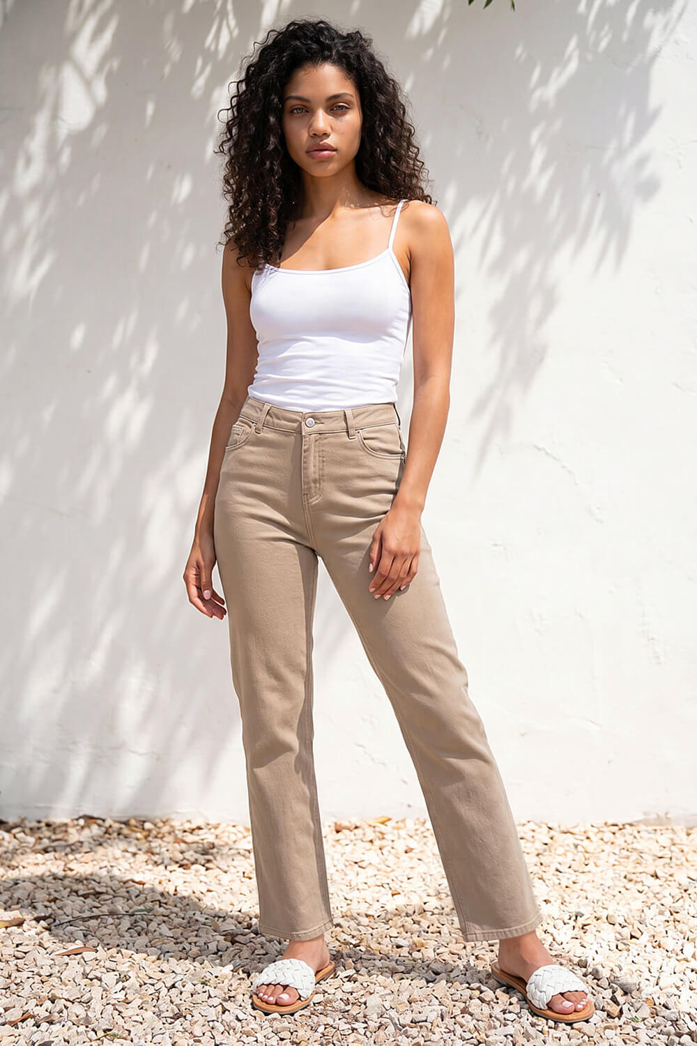 Stone Petite Stretch Straight Leg Trousers, Image 1 of 4