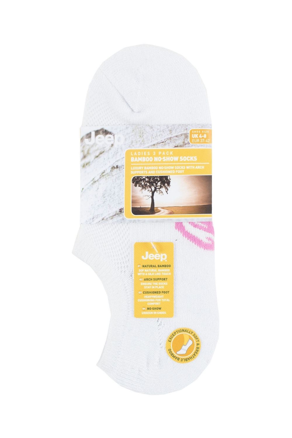 White 3 Pack Bamboo No Show Socks, Image 2 of 3