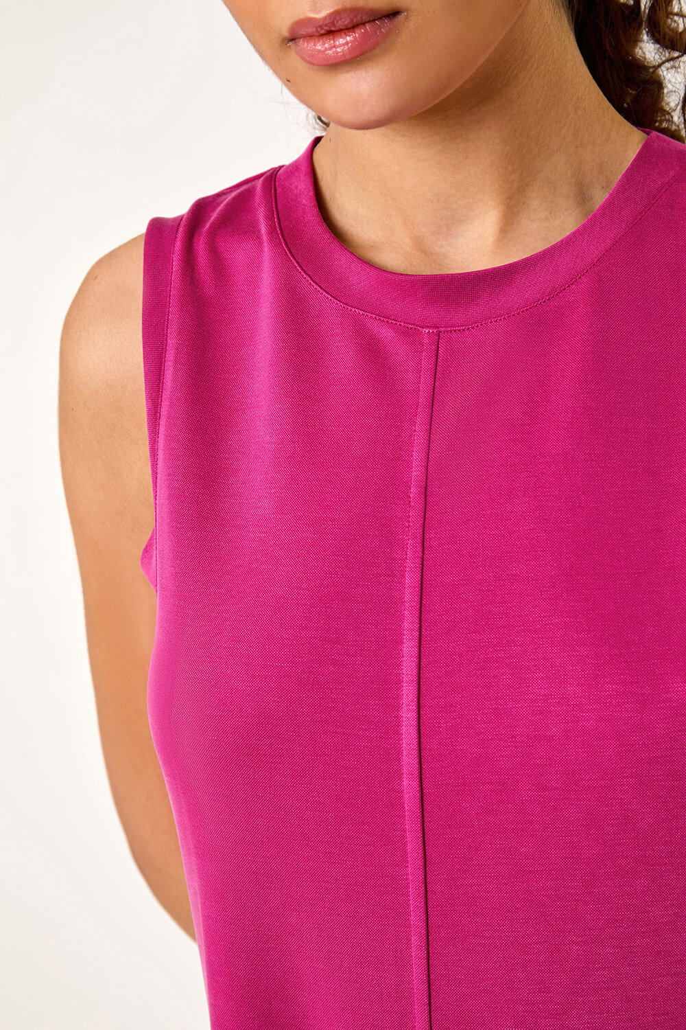 Magenta Sandwash Stretch Midi Dress, Image 6 of 5
