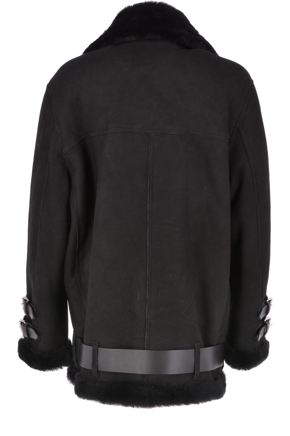Black Ashwood Leather Black 'Khloe' Oversized Sheepskin Flying Jacket, Image 4 of 5