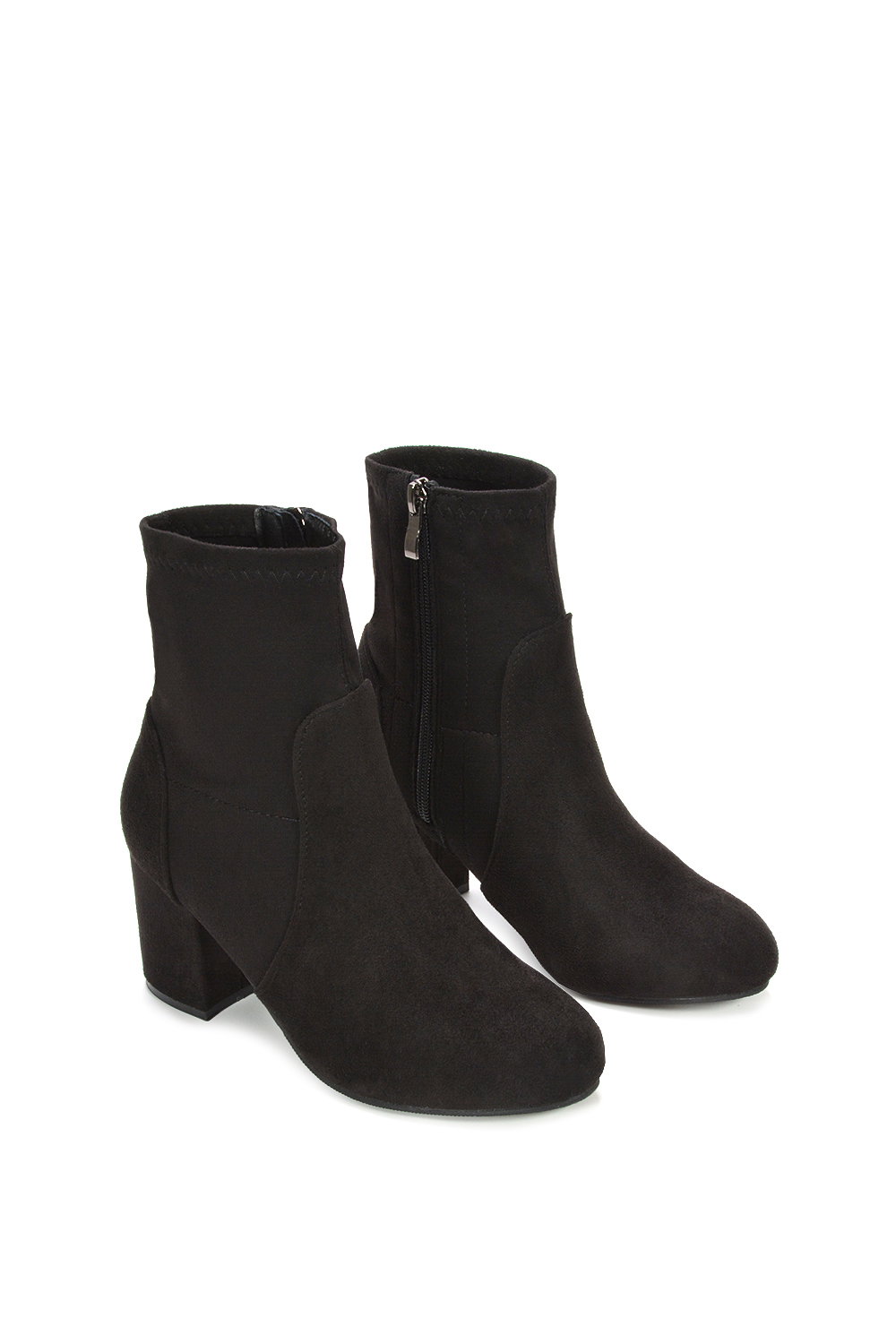 Black XY LONDON Black 'Rogue' Mid Block Heeled Ankle Booties, Image 6 of 6