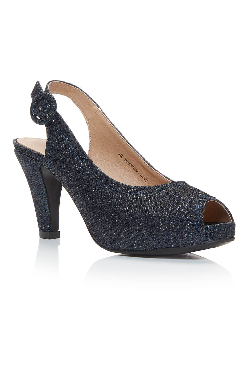 Navy Glitter Peep Toe Heels, Image 1 of 5