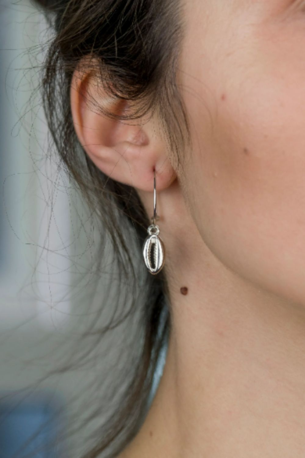 Silver Cowrie Hoop Earrings, Image 1 of 2