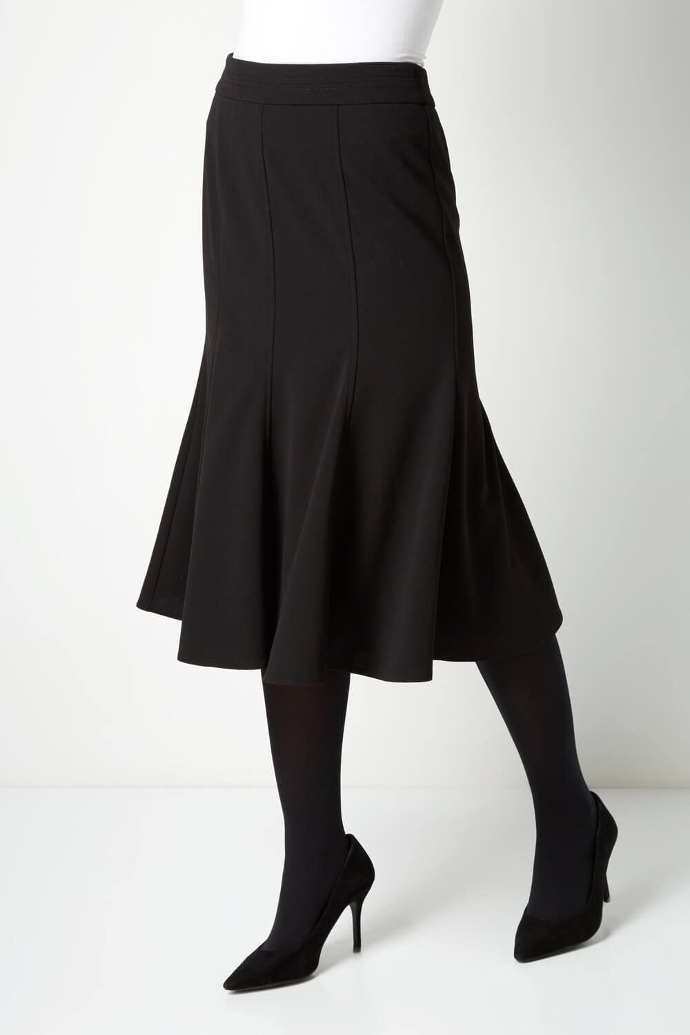 Black Flute Midi Skirt, Image 1 of 4