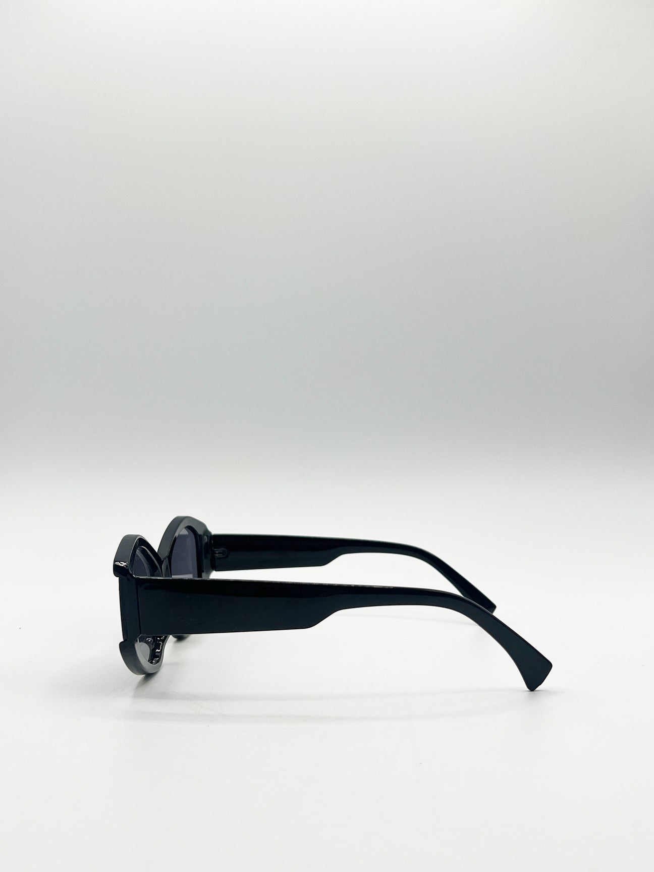 Black Angular Cat-Eye Sunglasses in Black, Image 4 of 6