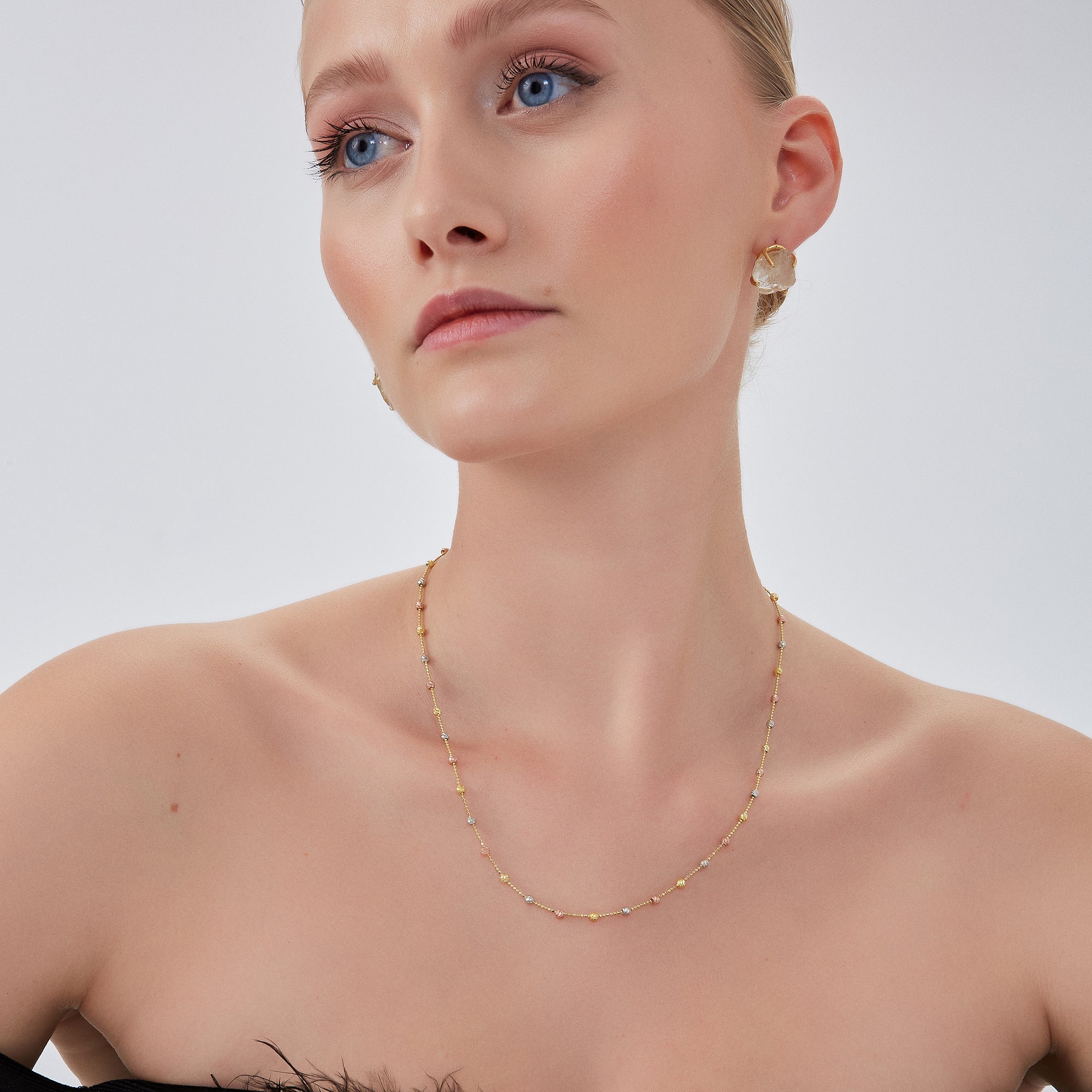 Gold Dorissa Multicolour Sterling Silver Beaded Single Necklace, Image 5 of 6