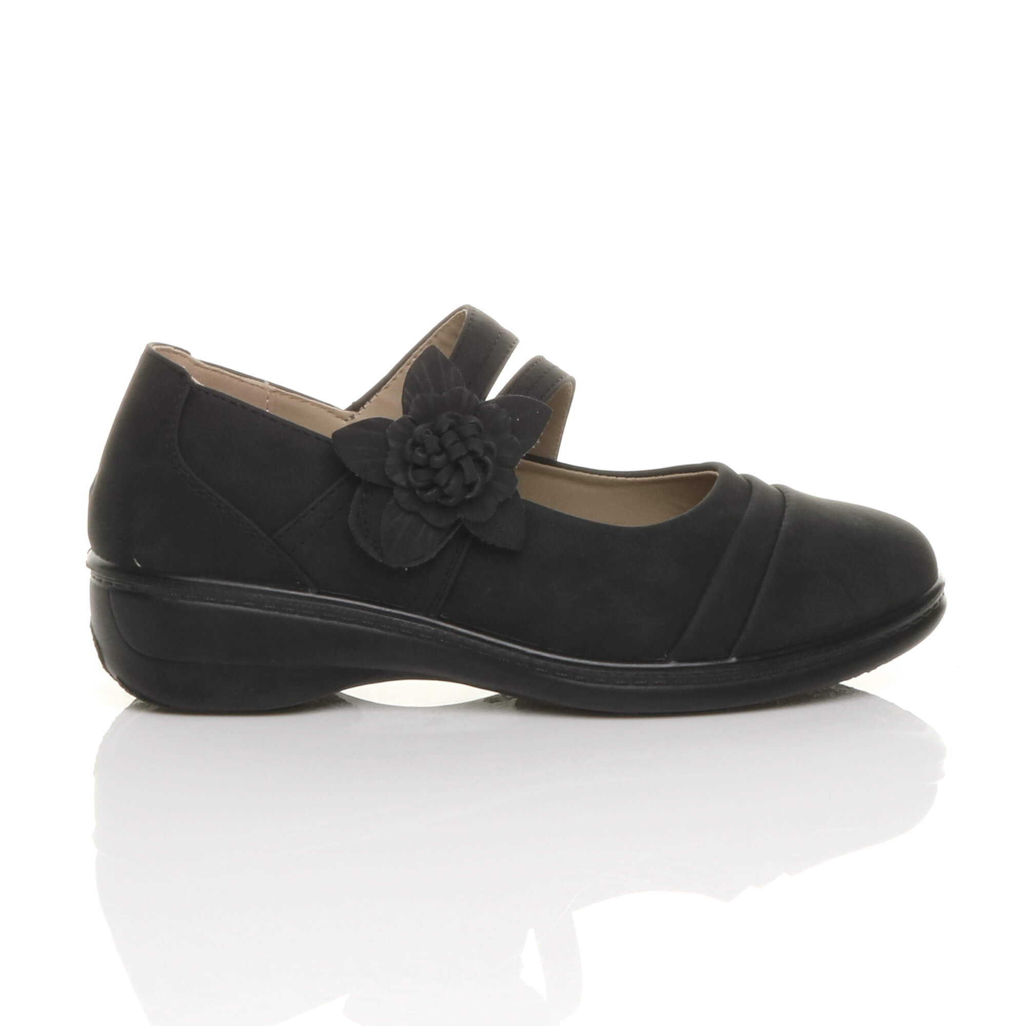 Black AJVANI Black Flat Comfort Mary Jane Shoes, Image 2 of 6