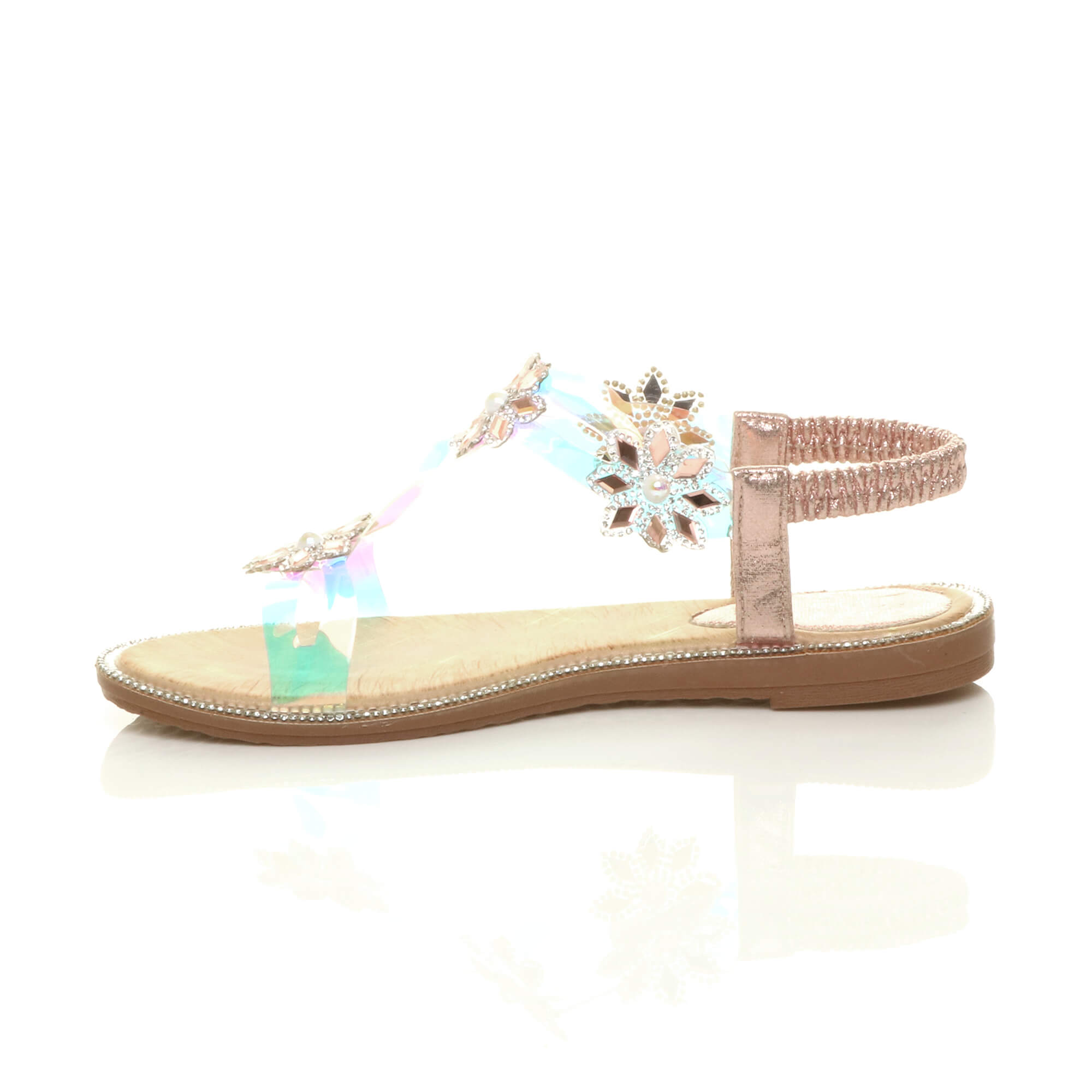 Rose Gold AJVANI Rose Gold Transparent Slingback Strappy Sandals, Image 3 of 5