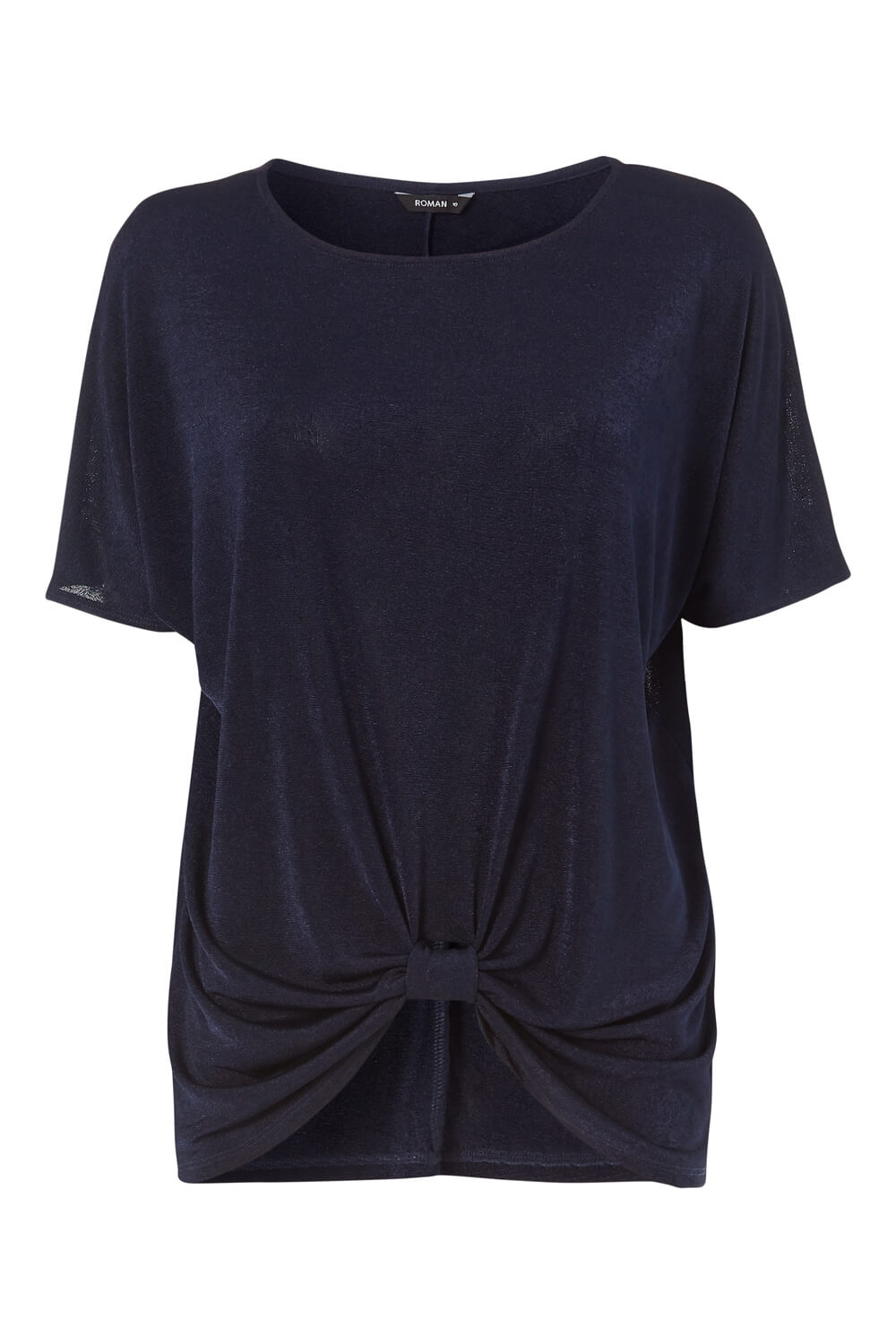 Navy Twist Front Detail T-Shirt, Image 6 of 5